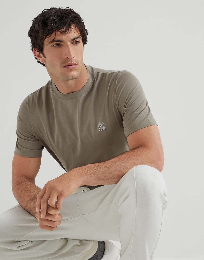 Cotton jersey crew neck T-shirt with logo 4