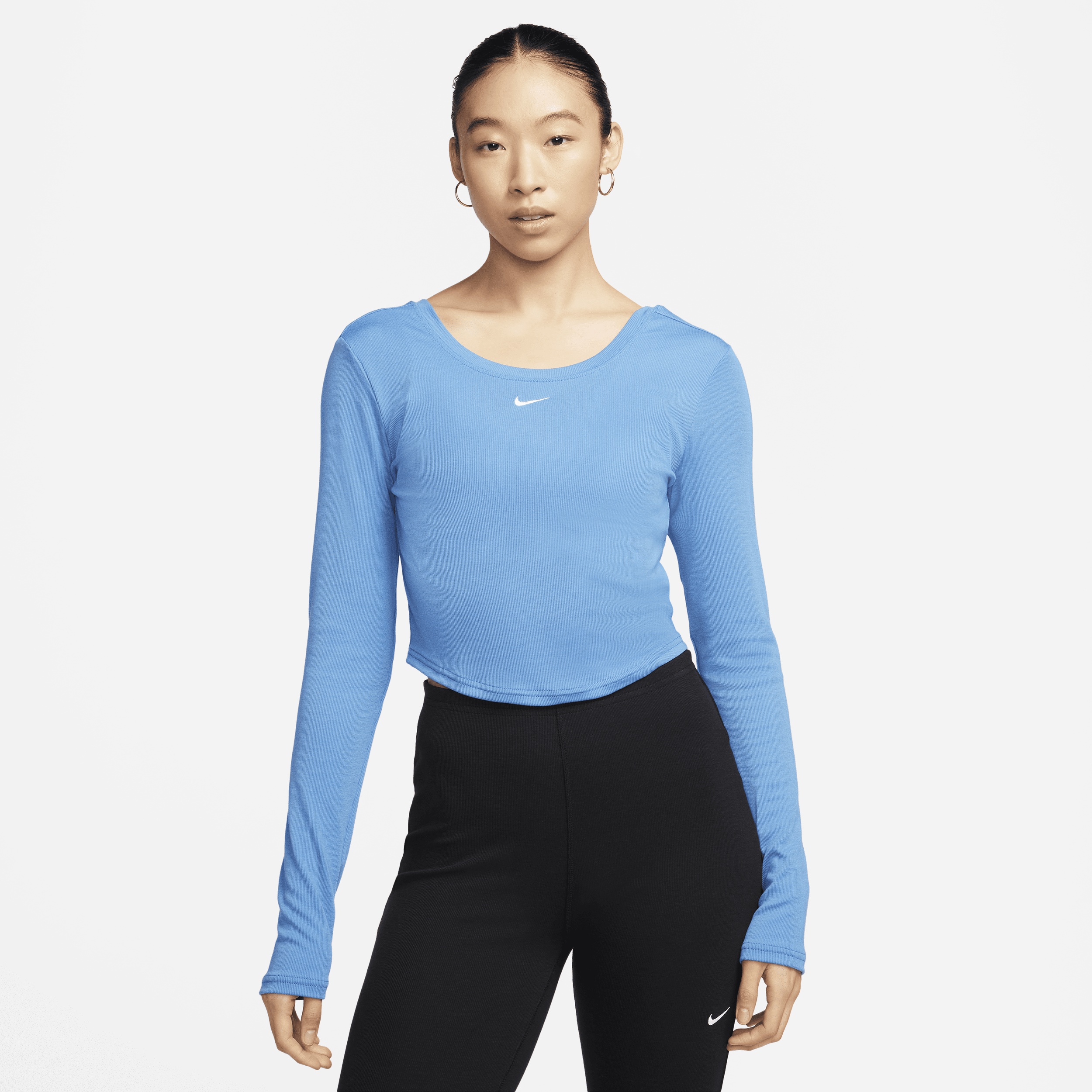 Women's Nike Sportswear Chill Knit Tight Scoop-Back Long-Sleeve Mini-Rib Top - 1