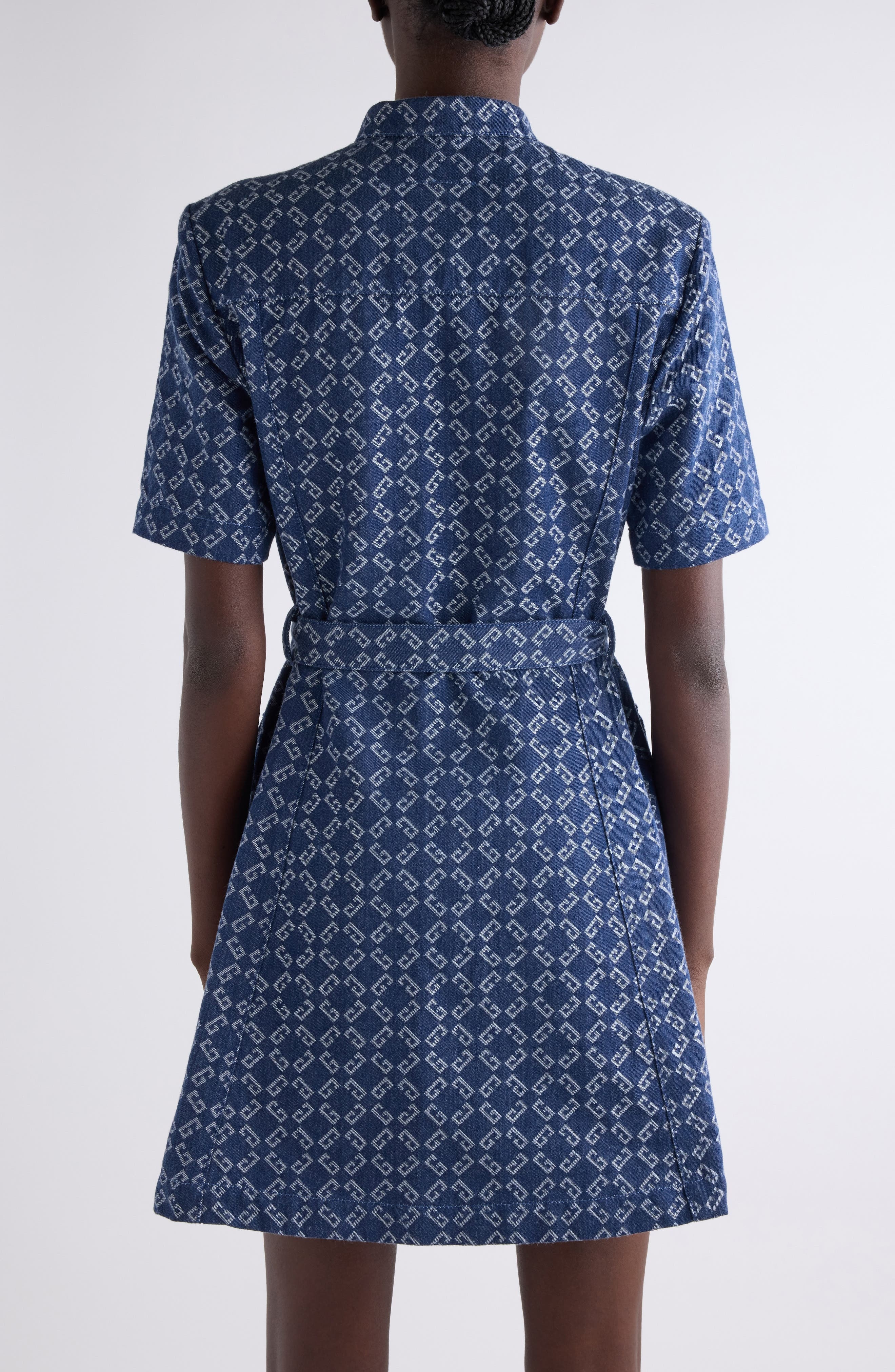 Givenchy Monogram 72 Jacquard Denim Mini Shirtdress in Denim Blue at Nordstrom - 2