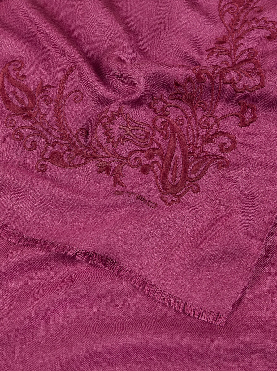 CASHMERE AND SILK SCARF WITH EMBROIDERY - 3