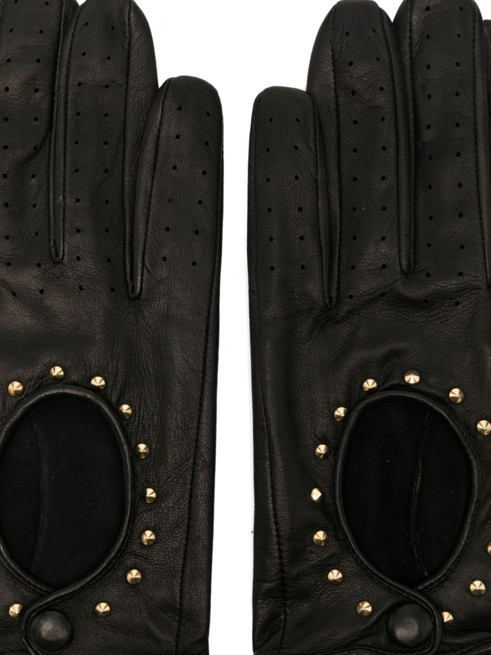perforated studded leather gloves - 3