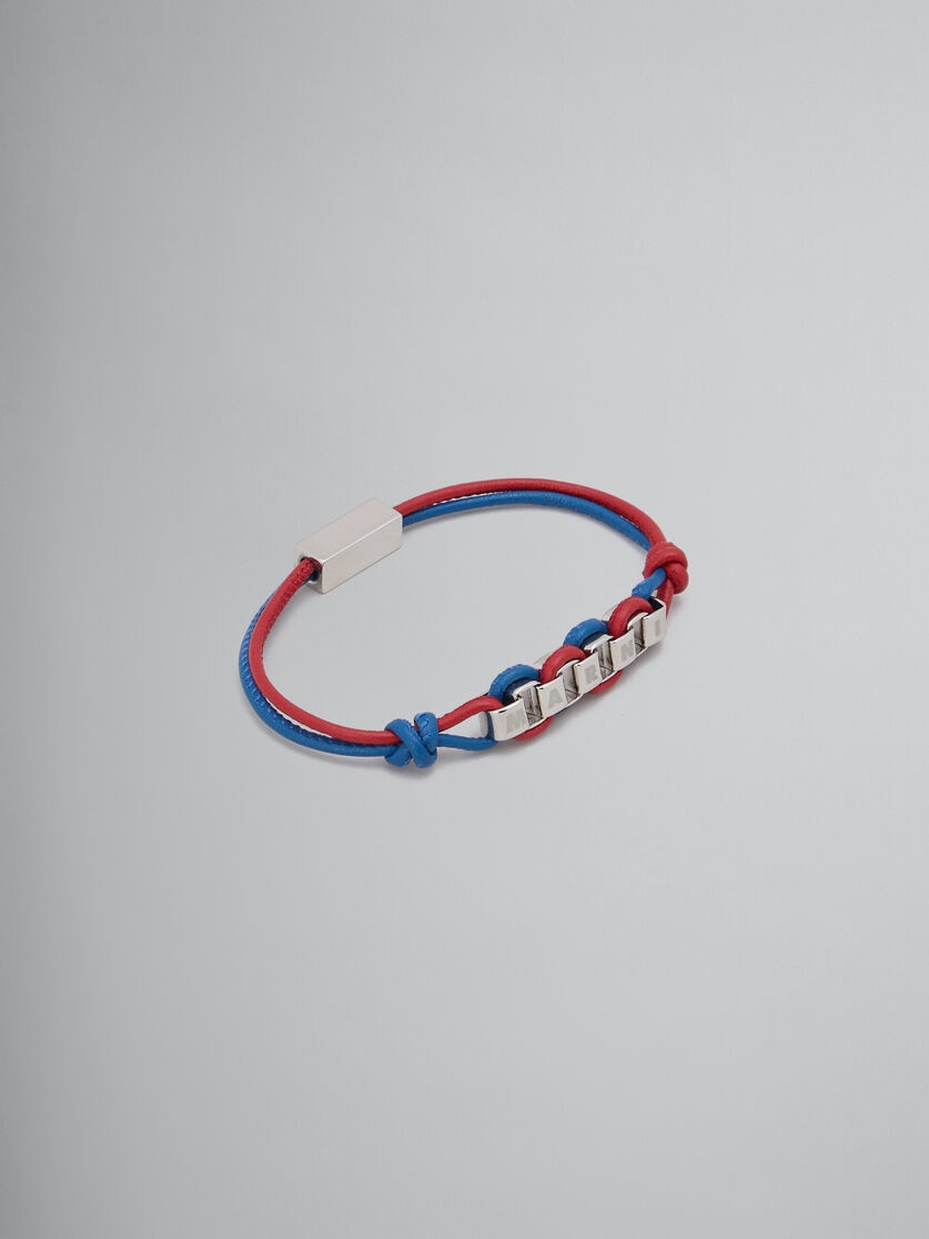 RED AND BLUE LEATHER BRACELET WITH MARNI LOGO - 1
