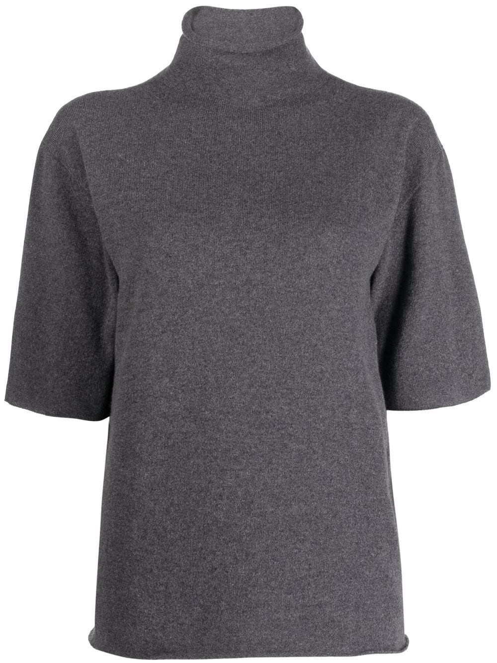 short-sleeved roll-neck knitted top - 1