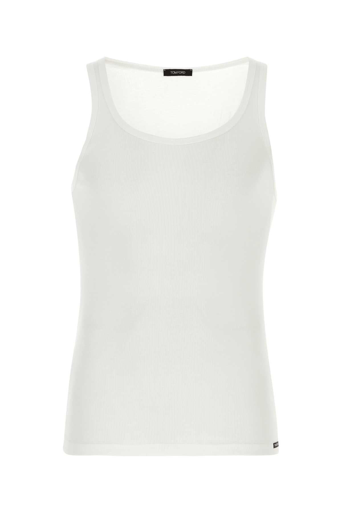 Tom Ford Men White Cotton And Modal Tank Top - 1