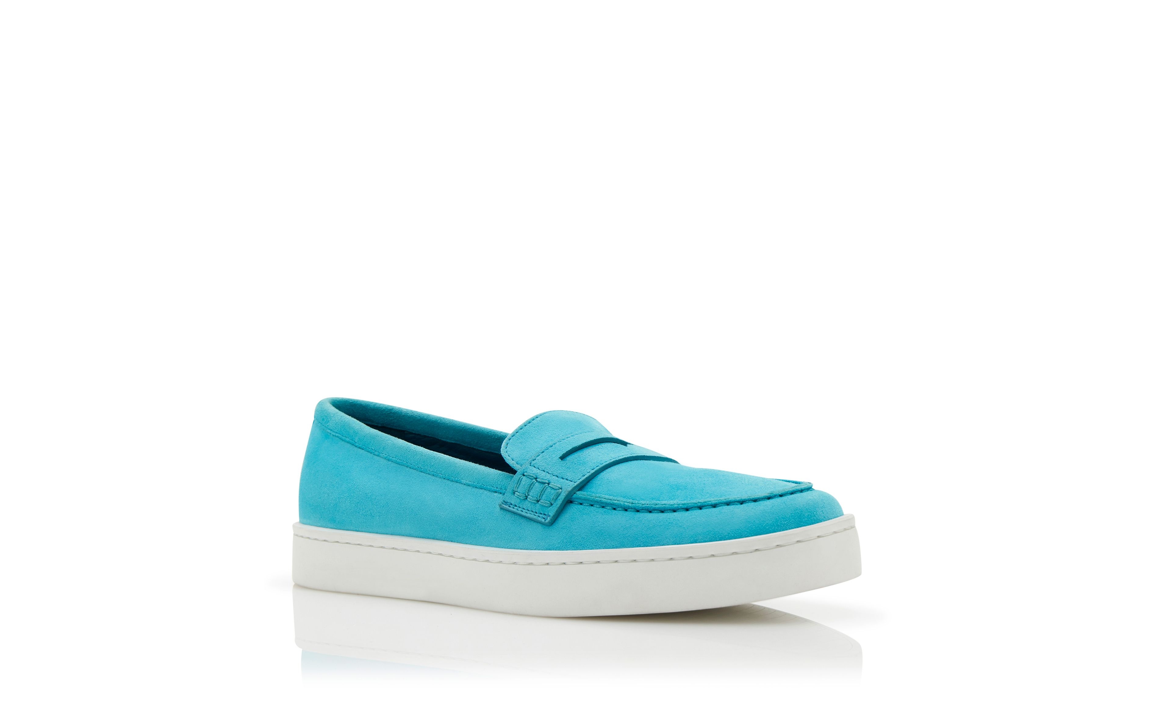 Blue Suede Penny Loafers - 3