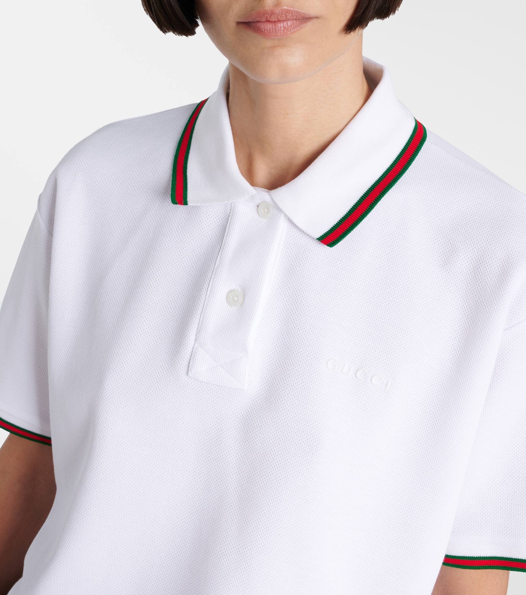 Web Stripe cropped cotton piqué polo shirt - 4