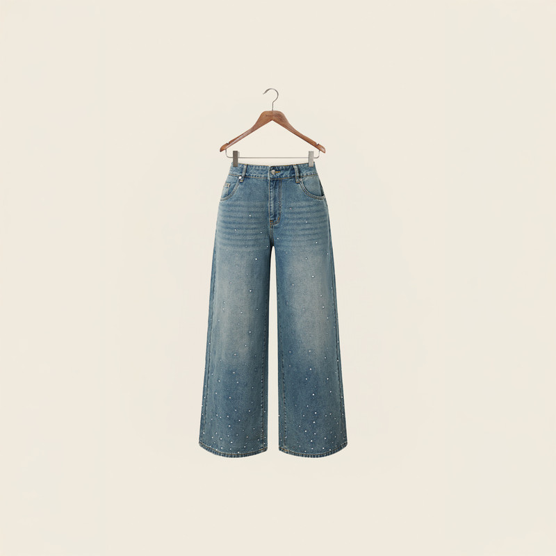 CRYSTALLISED WIDE LEG DENIM 1