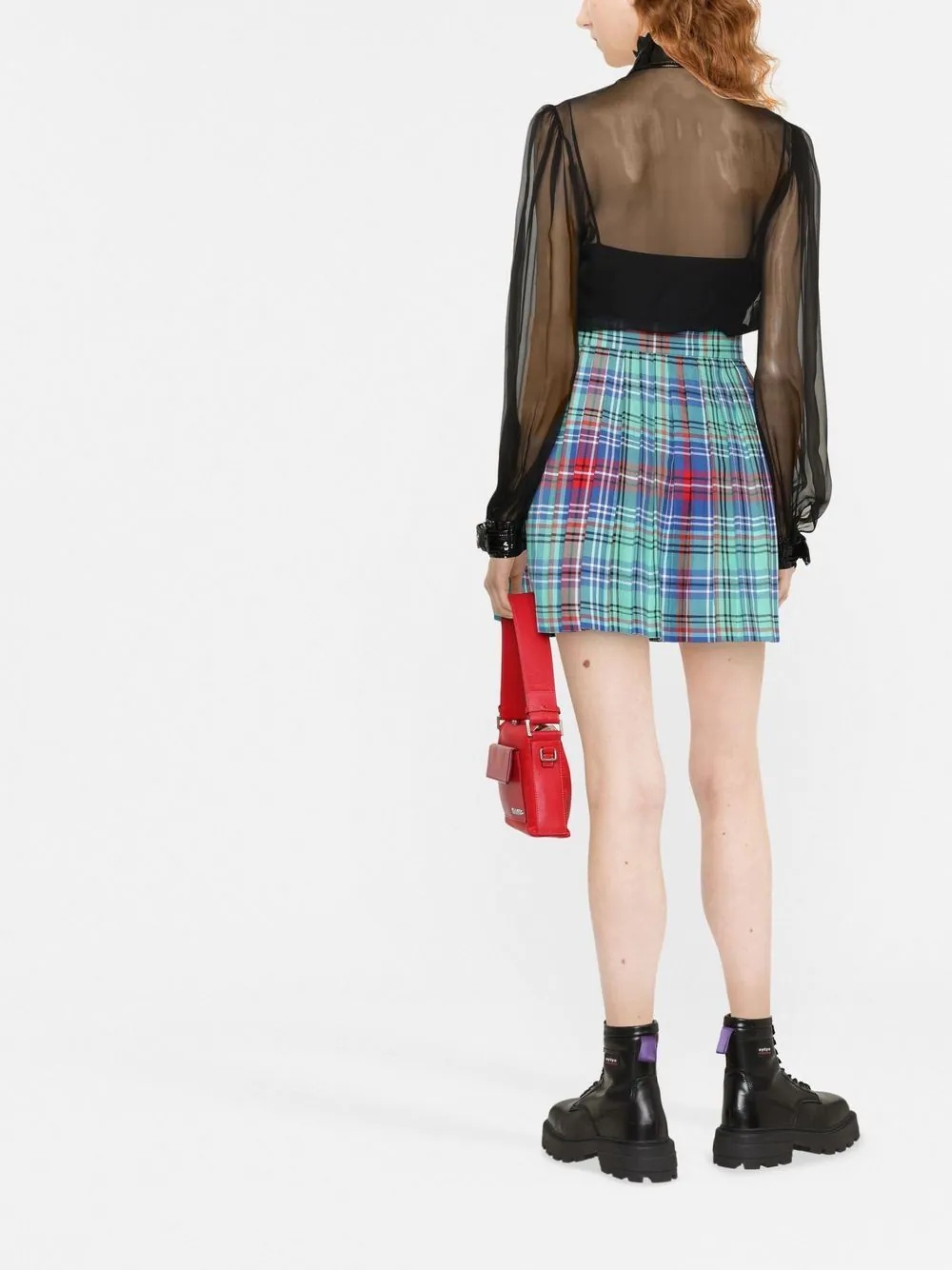 buckle-collar chiffon blouse - 4