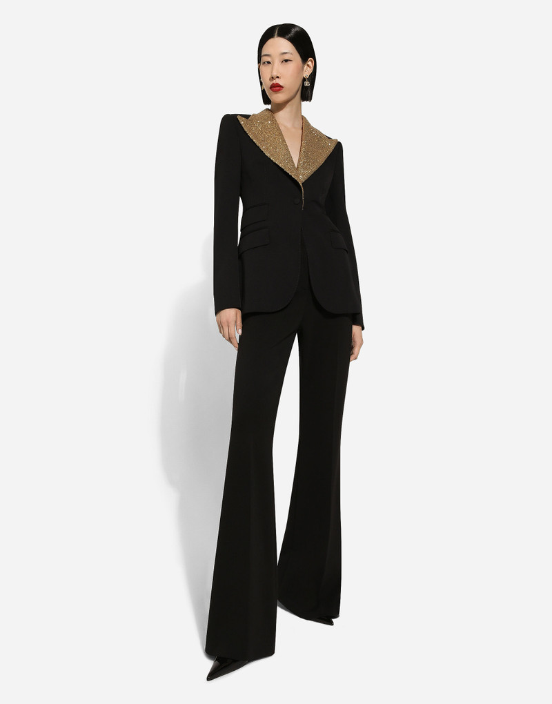 Single-breasted wool Turlington jacket with sequined lapels 5