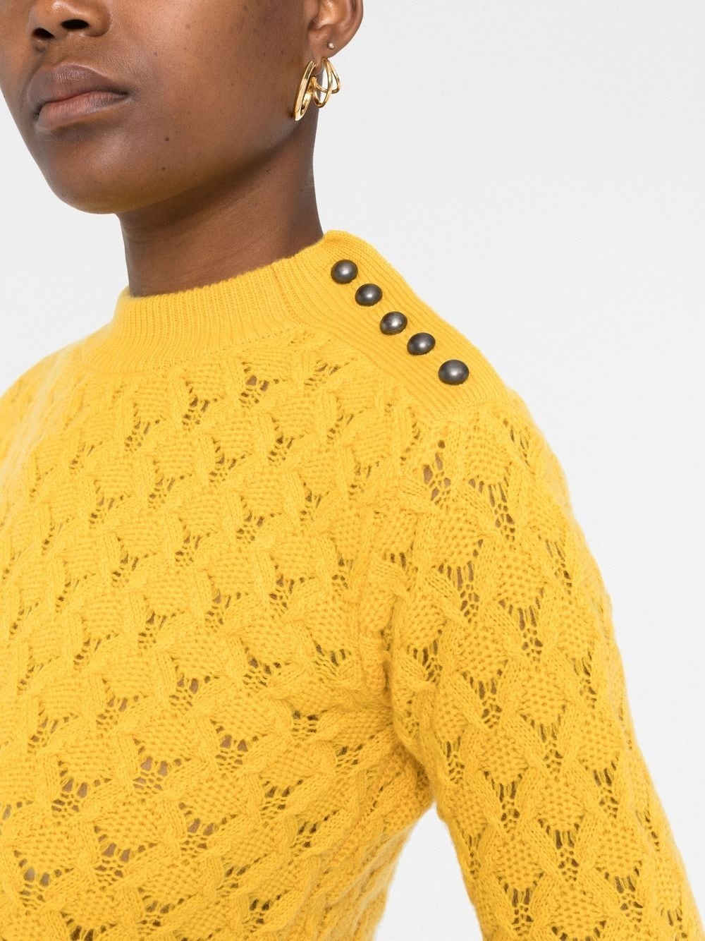 button-embellished crew neck jumper - 4