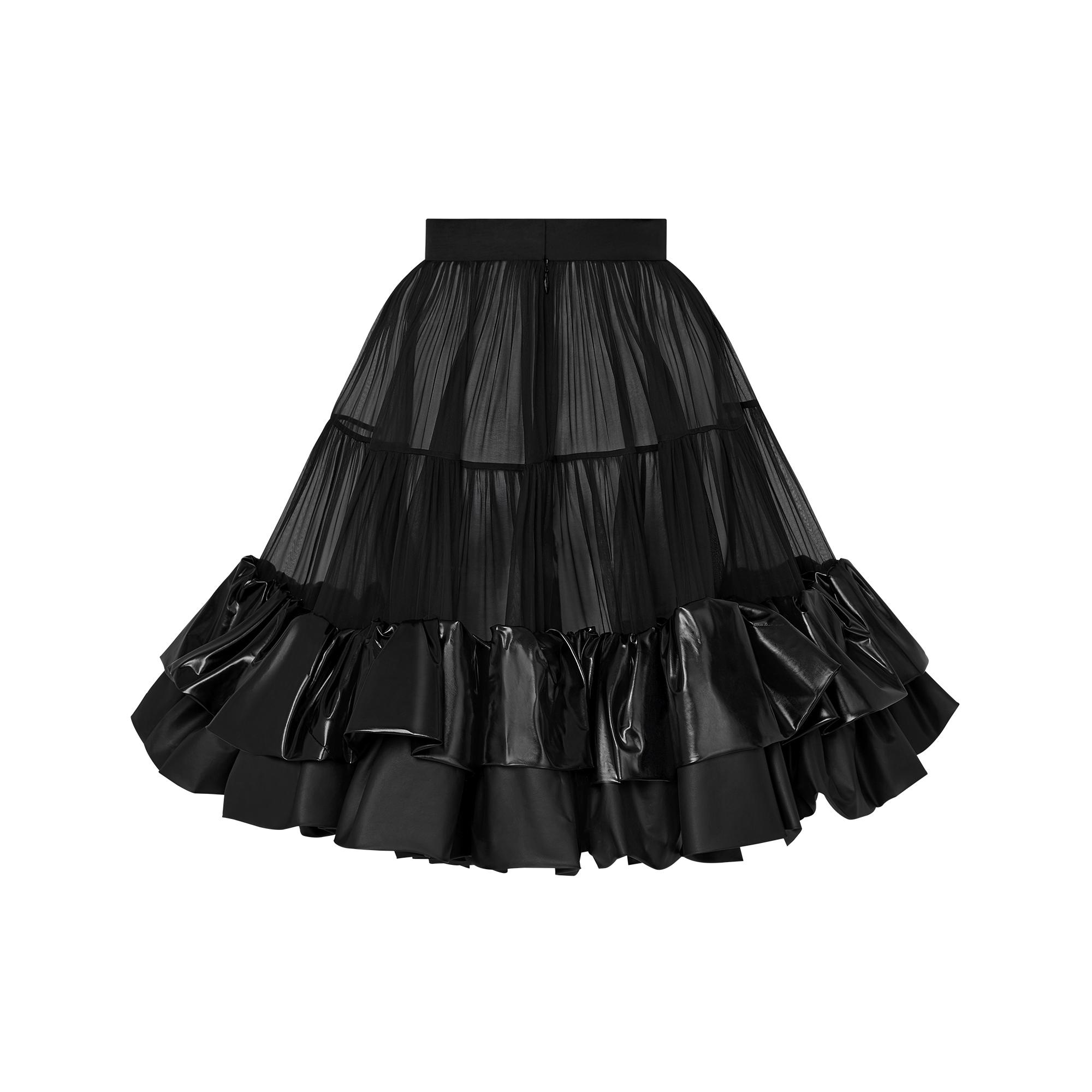 Sheer Tone-on-Tone Tiered Skirt with Ruffles  - 3