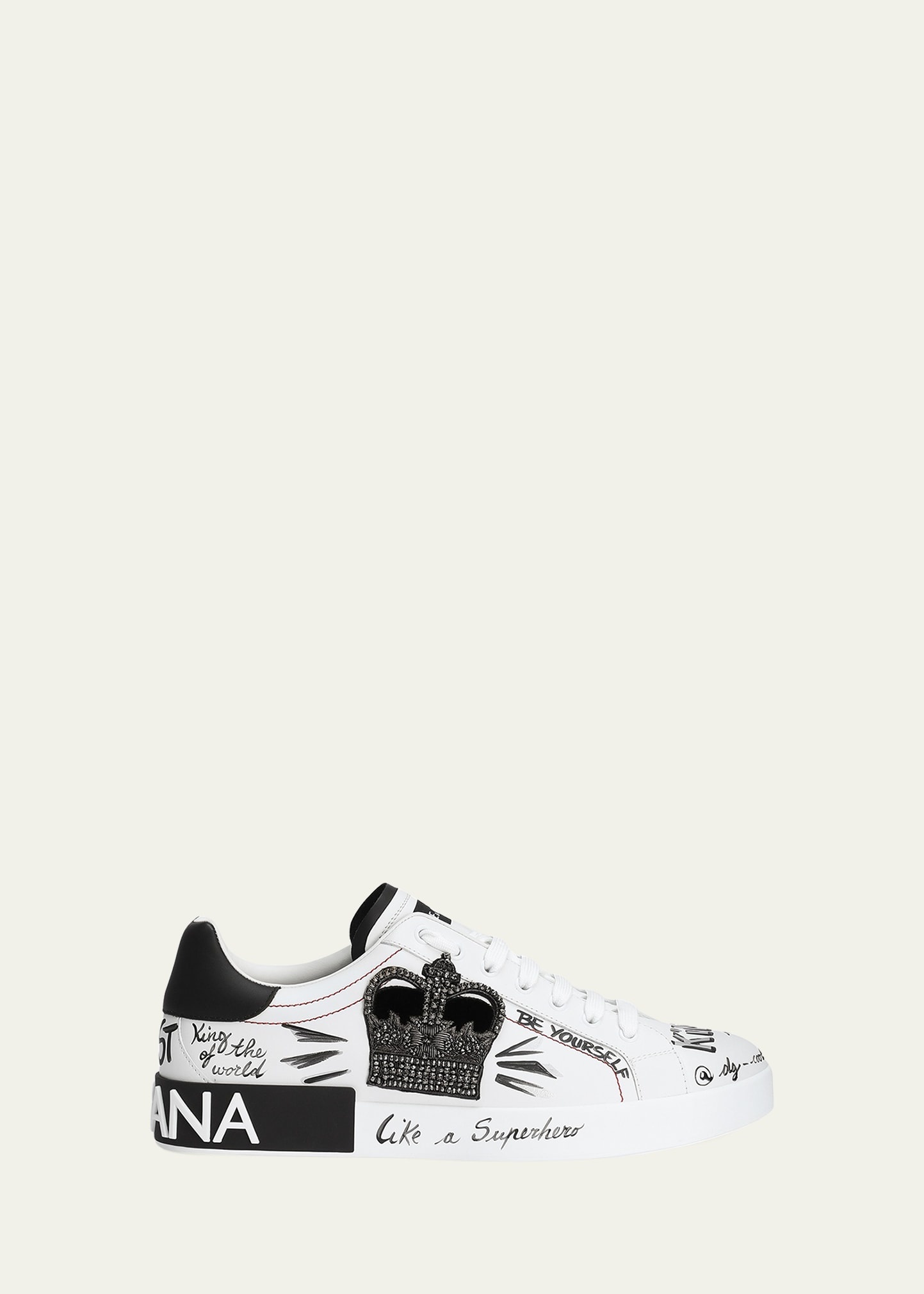 Men's Portofino Printed Leather Sneakers with Patch - 1