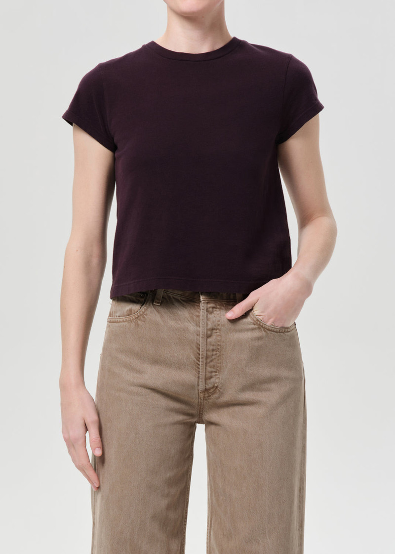AGOLDE ADINE SHRUNKEN TEE IN EGGPLANT outlook