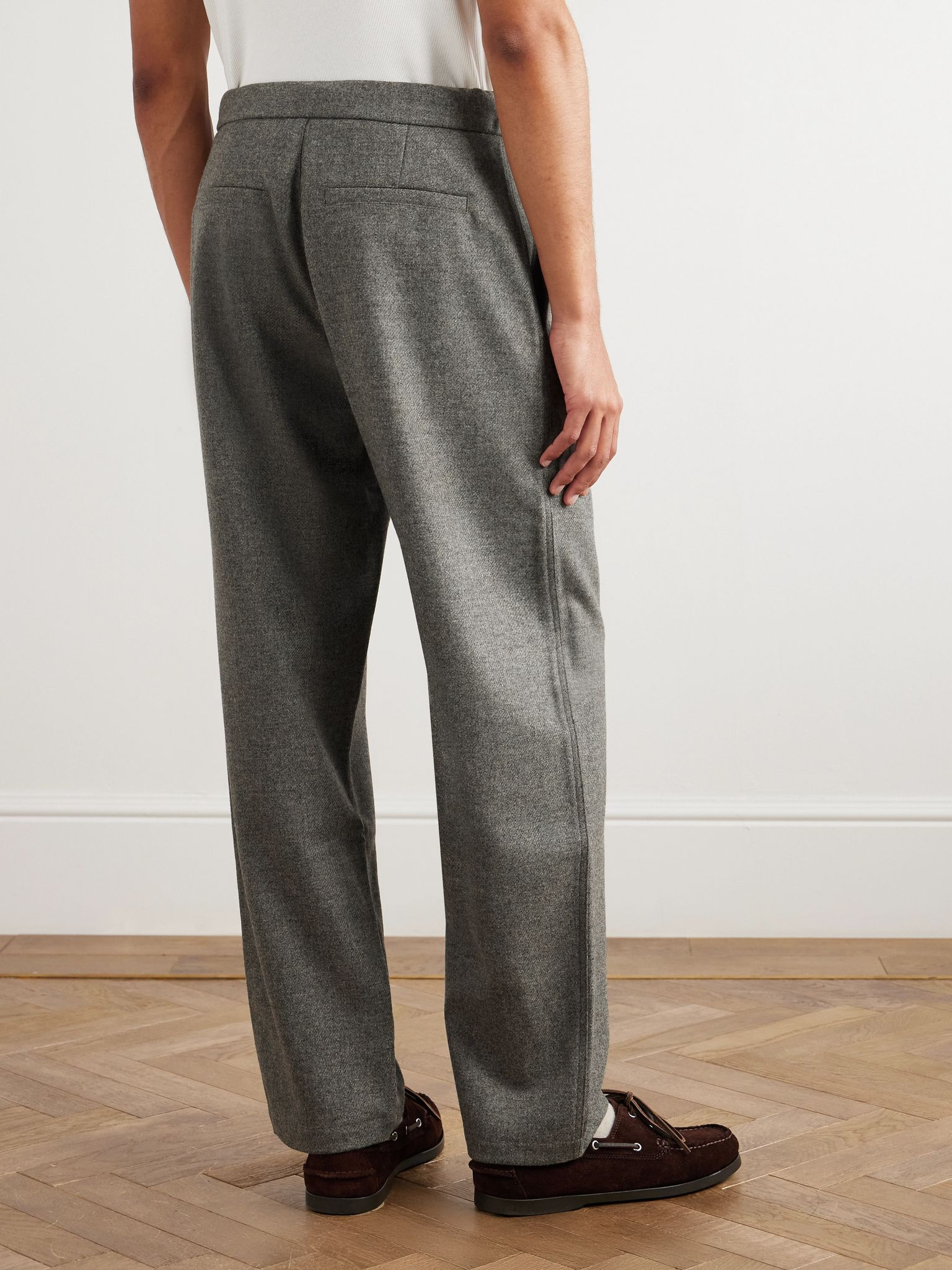 Lounge Straight-Leg Wool Trousers Gray - 4