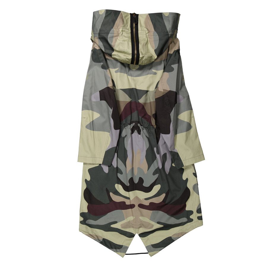 Burberry Ladies Sage Green Single-Breasted Camouflage-Print Cotton Parka - 2