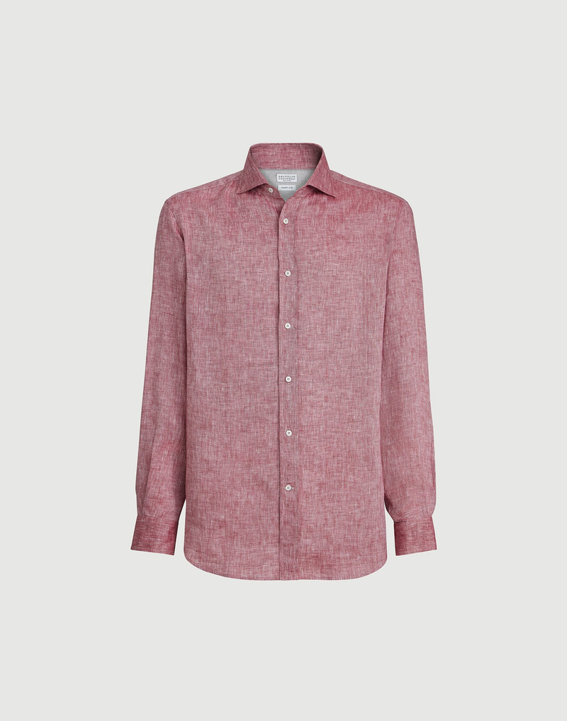 Linen easy fit shirt with spread collar 1