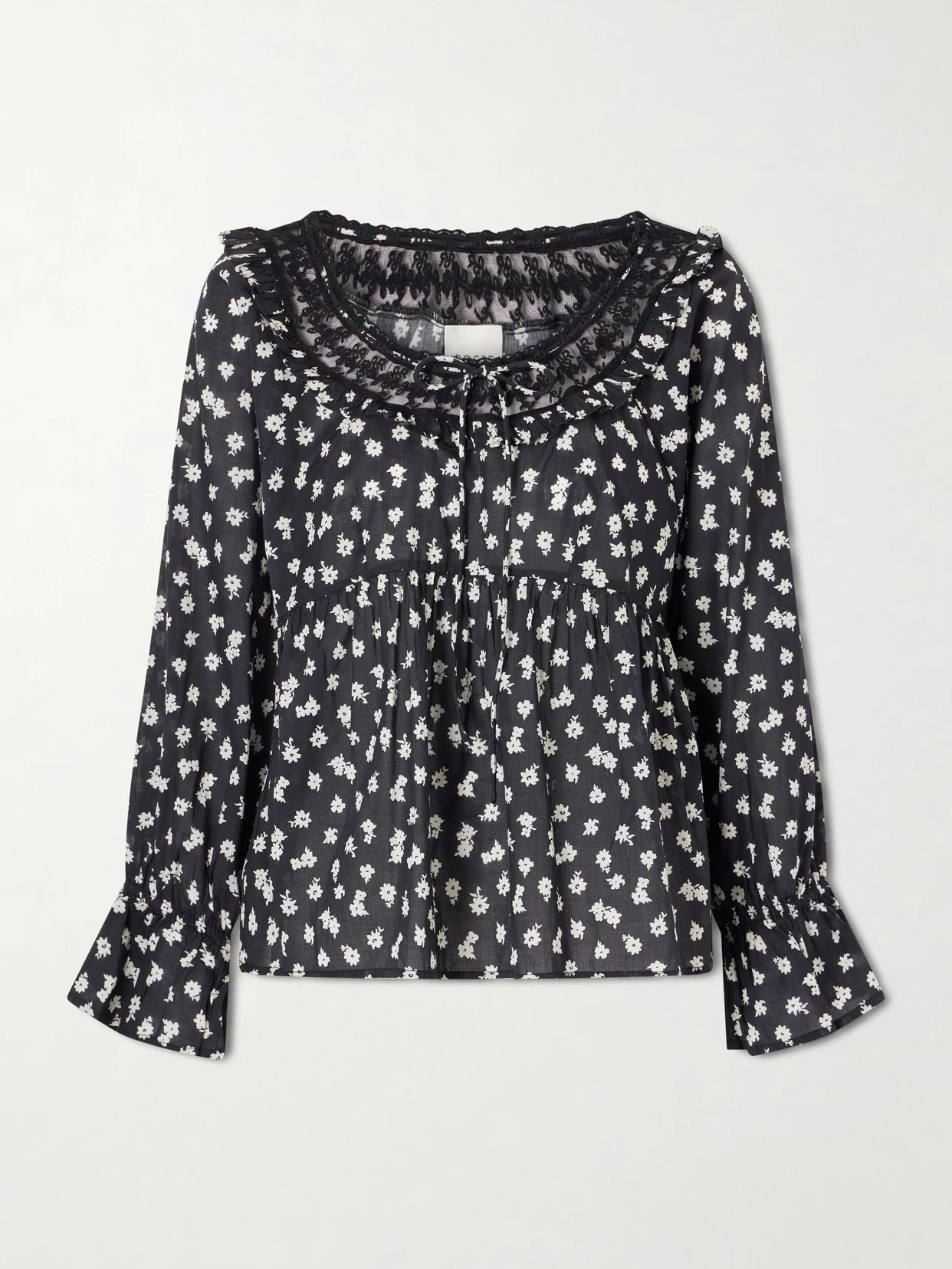 Danielle Floral-print Cotton-voile Blouse - 1