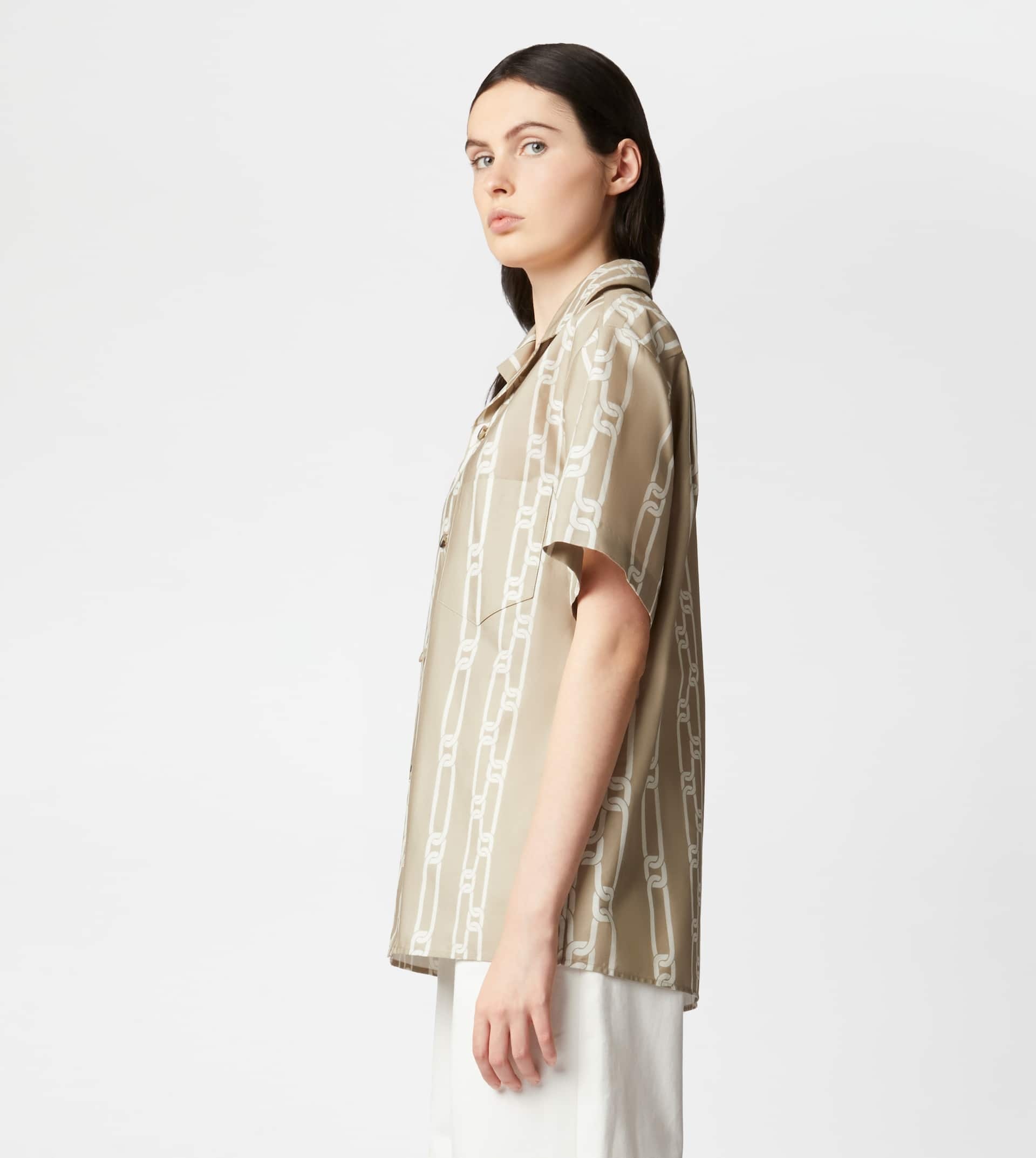 SHIRT IN COTTON - BEIGE, WHITE - 2