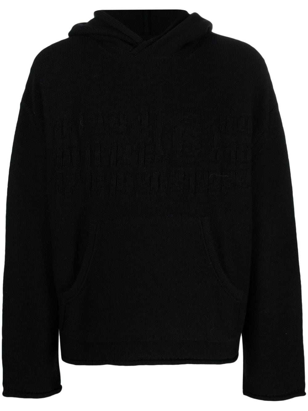 number-motif knitted hoodie - 1