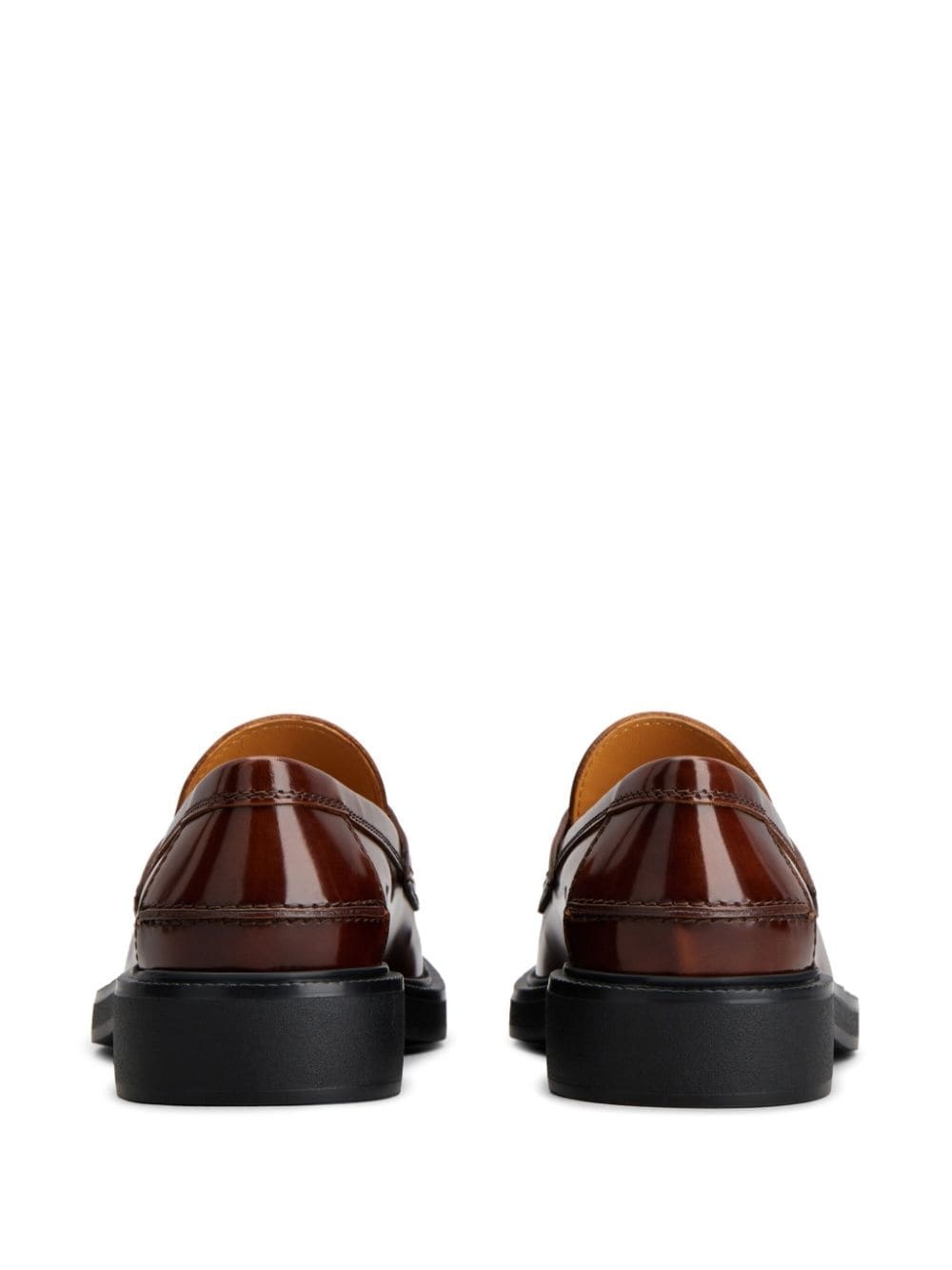 logo-plaque leather loafers - 3