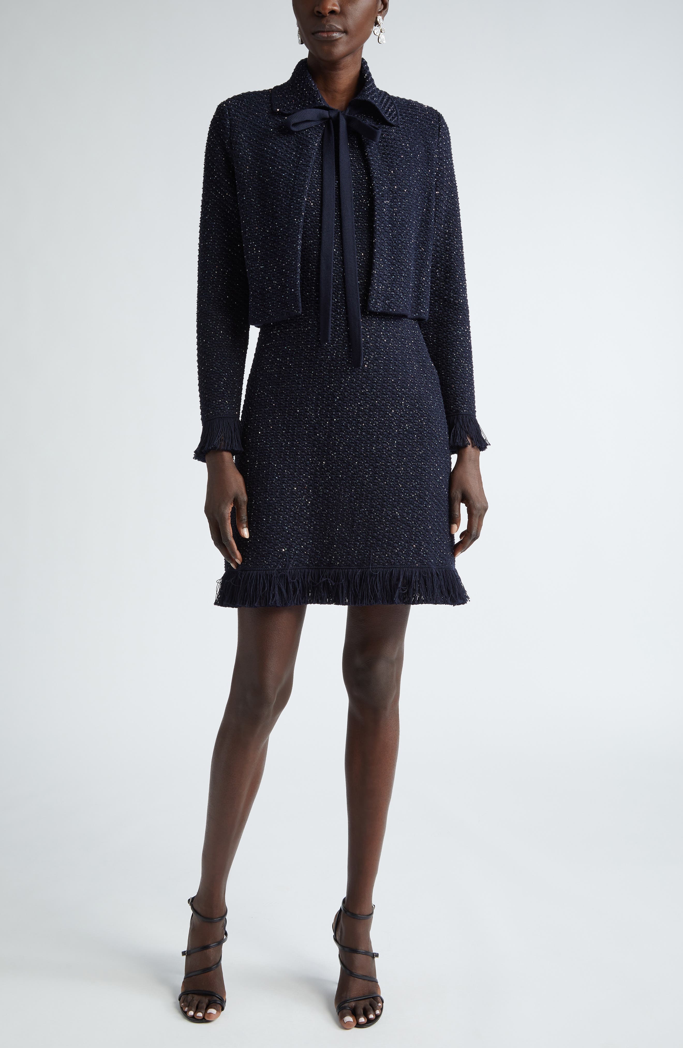 Sequin Tweed Cocktail Dress - 2