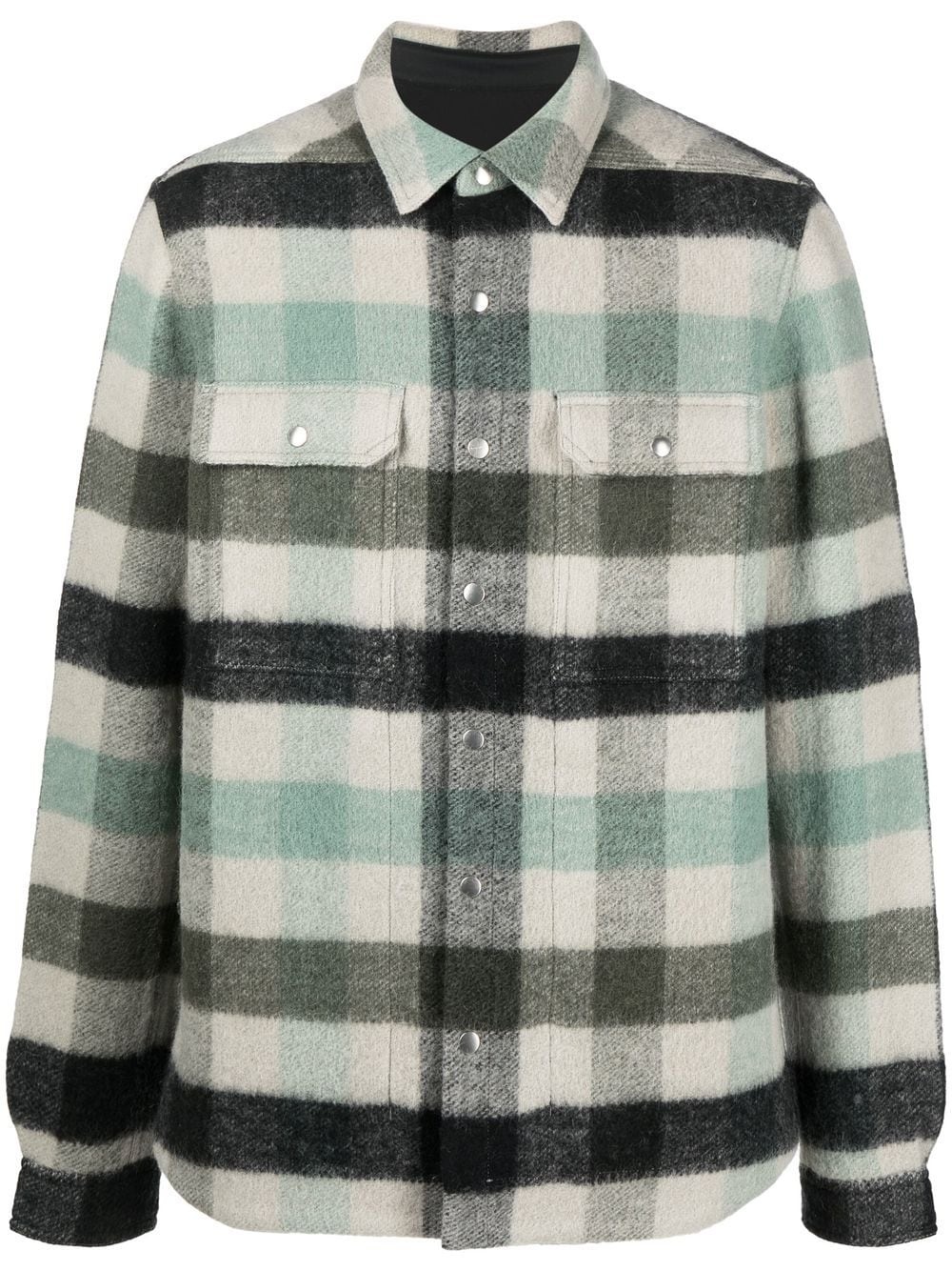 plaid-check print overshirt jacket - 1