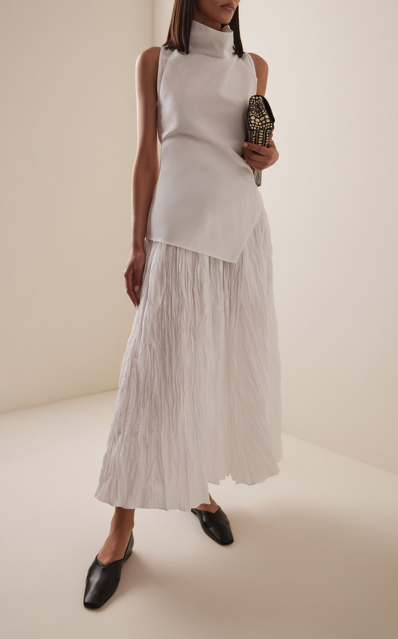 Draped Cotton Poplin Top white 3