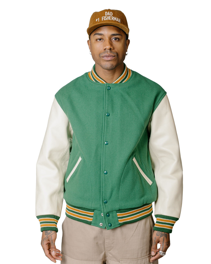 The Real McCoys MJ23120 Wool Varsity Jacket Shamrock outlook
