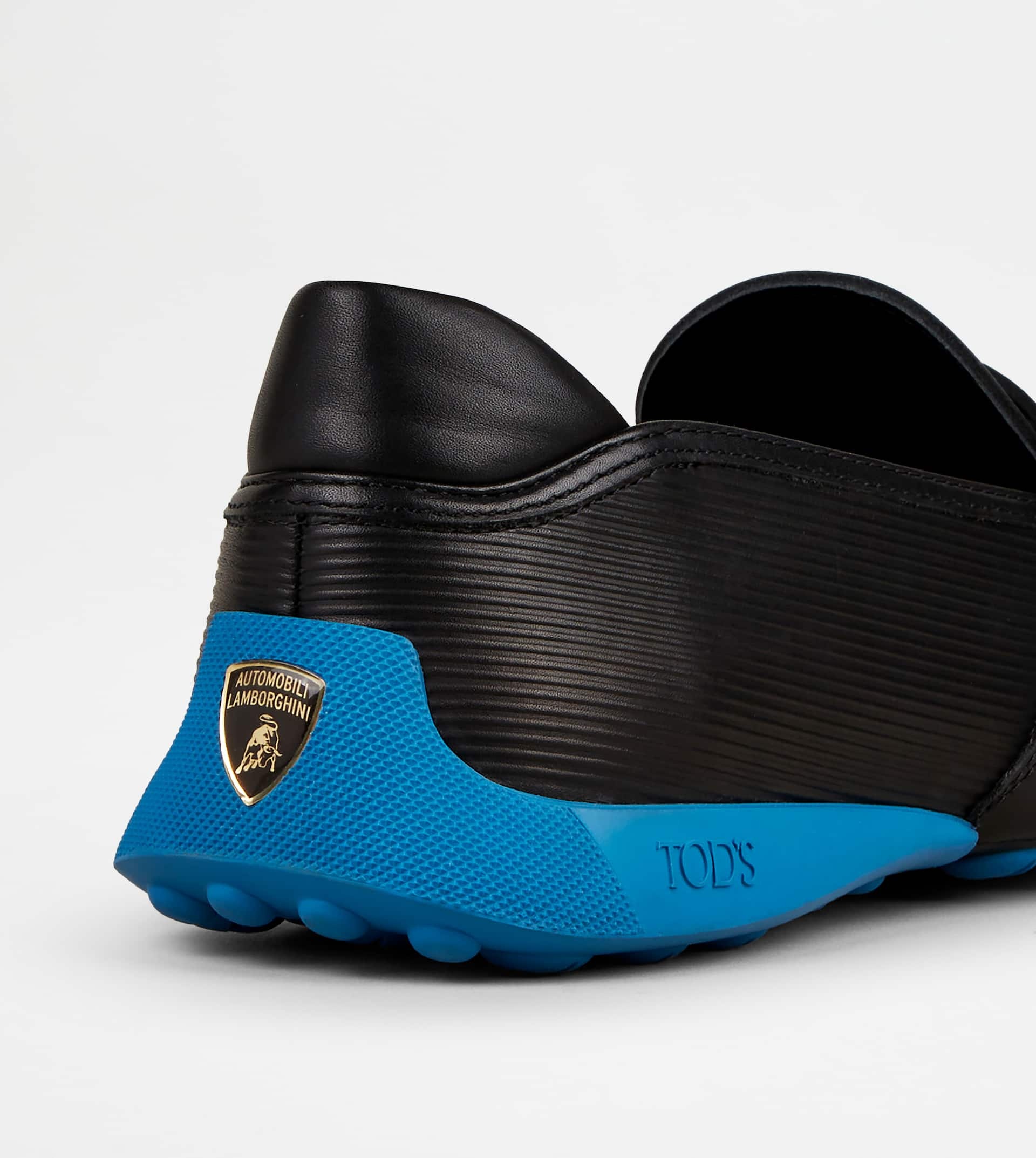 LOAFERS IN LEATHER - BLACK, LIGHT BLUE - 5