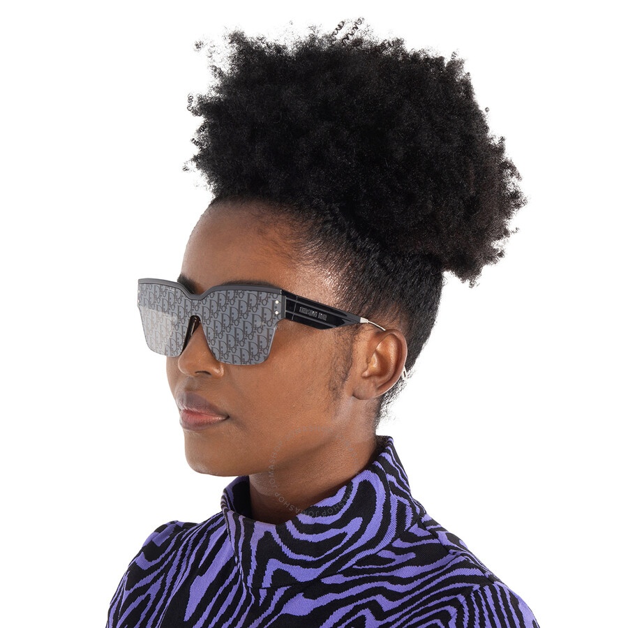 Dior DIORCLUB M4U Smoke Mirror Logo Shield Ladies Sunglasses CD40090U 01C 00 - 2