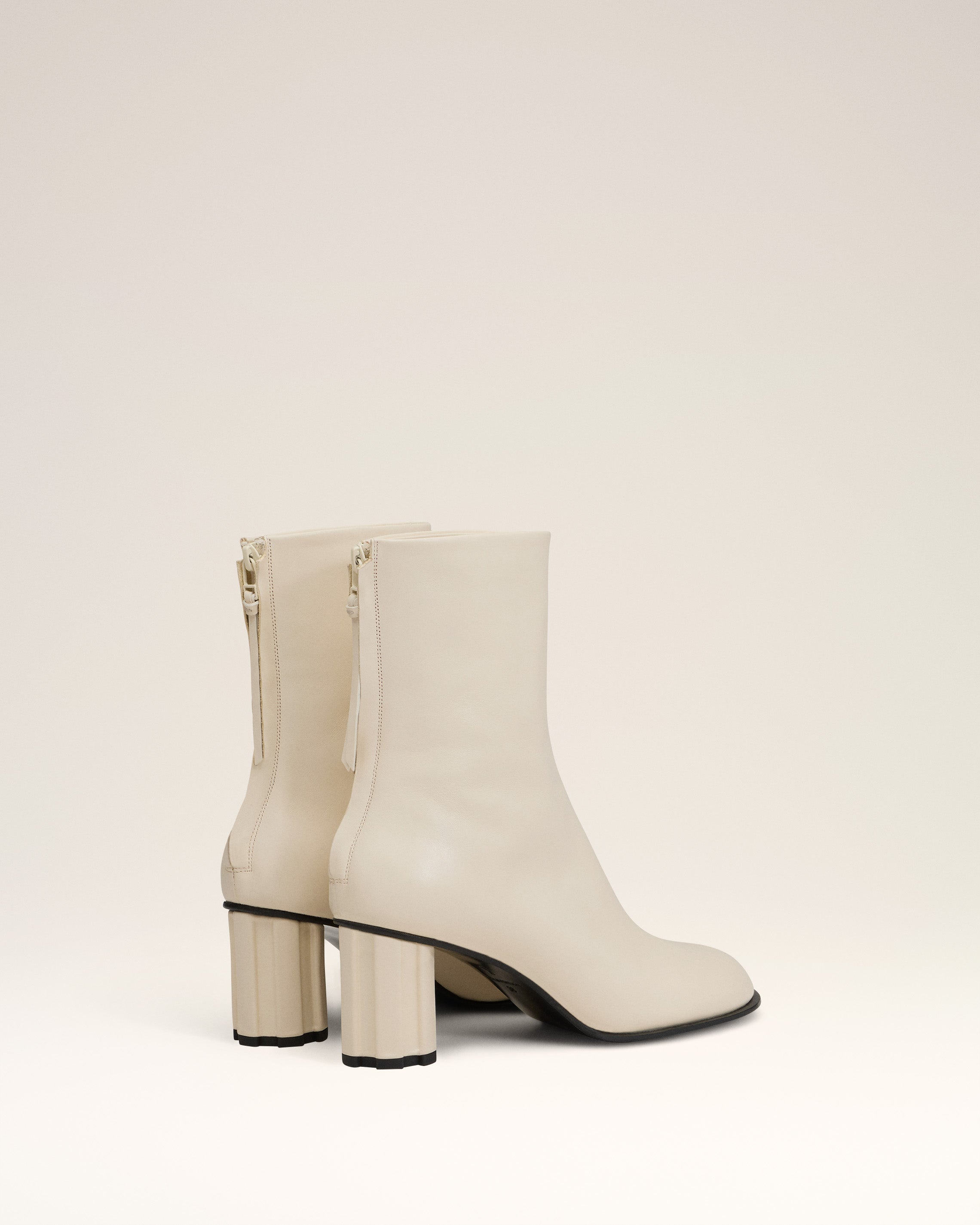BEIGE LEATHER PIANO BOOTS - 4