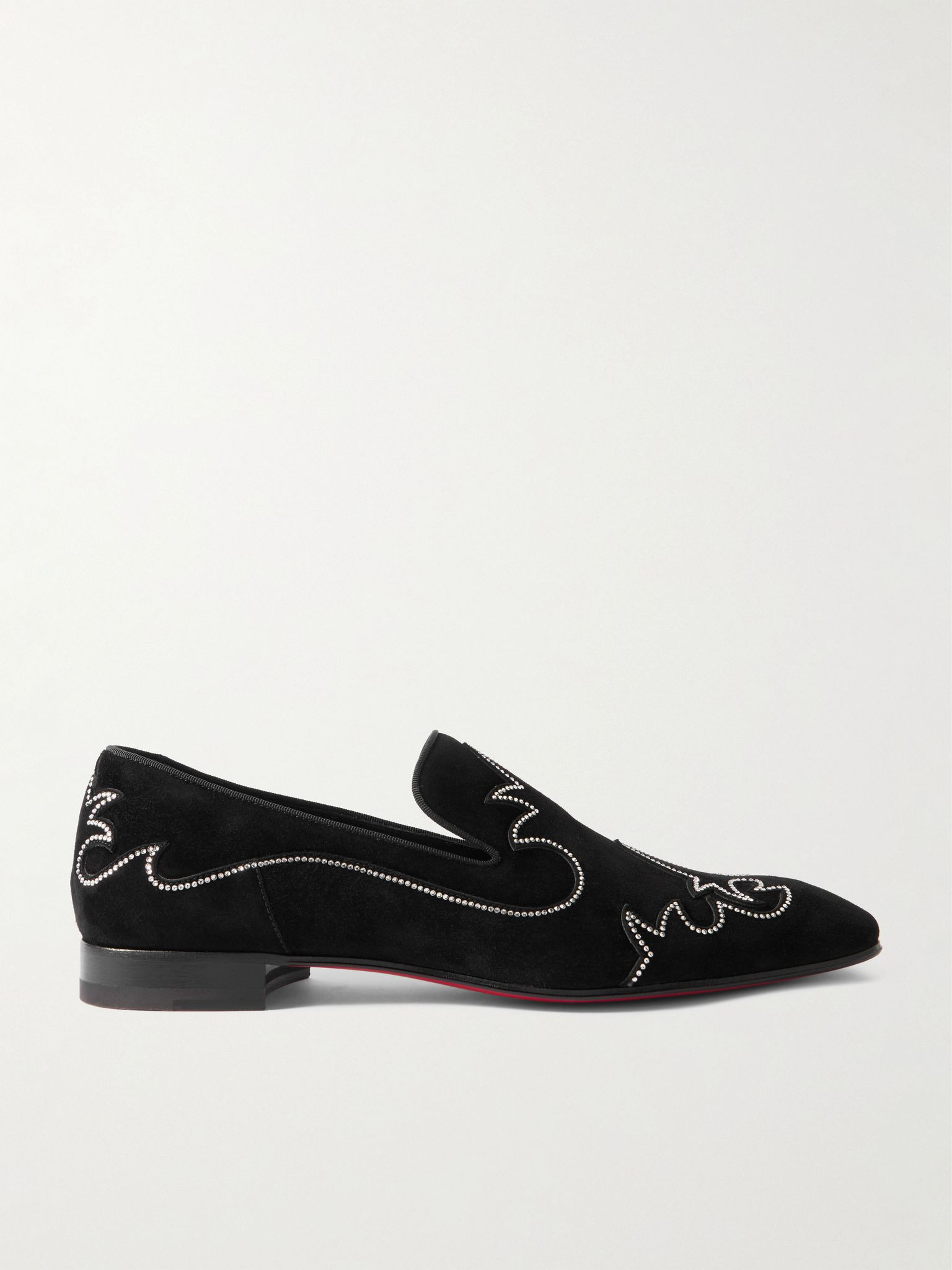 Dandysiago Grosgrain-Trimmed Embellished Velvet Loafers Black - 1