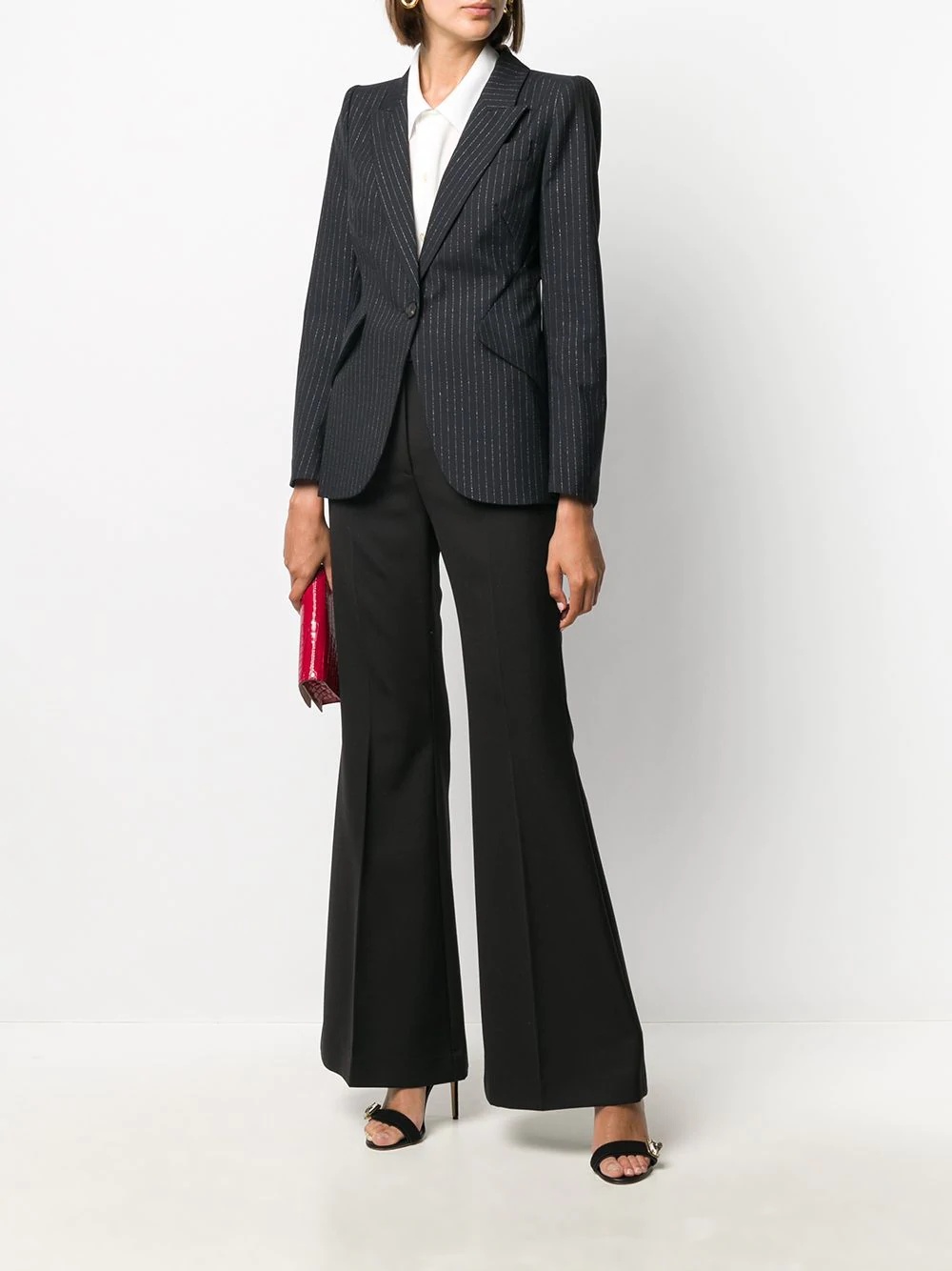 tailored pinstripe single-breasted blazer - 2