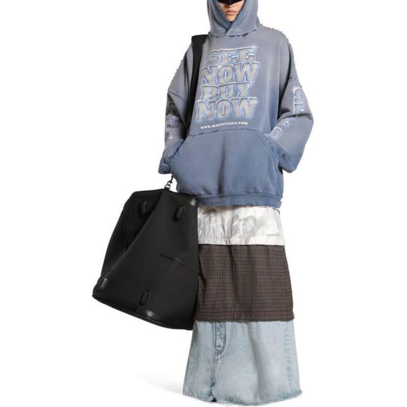 (WMNS) Balenciaga Snbn Hoodie 'Blue' 739024TQVE74108 - 3