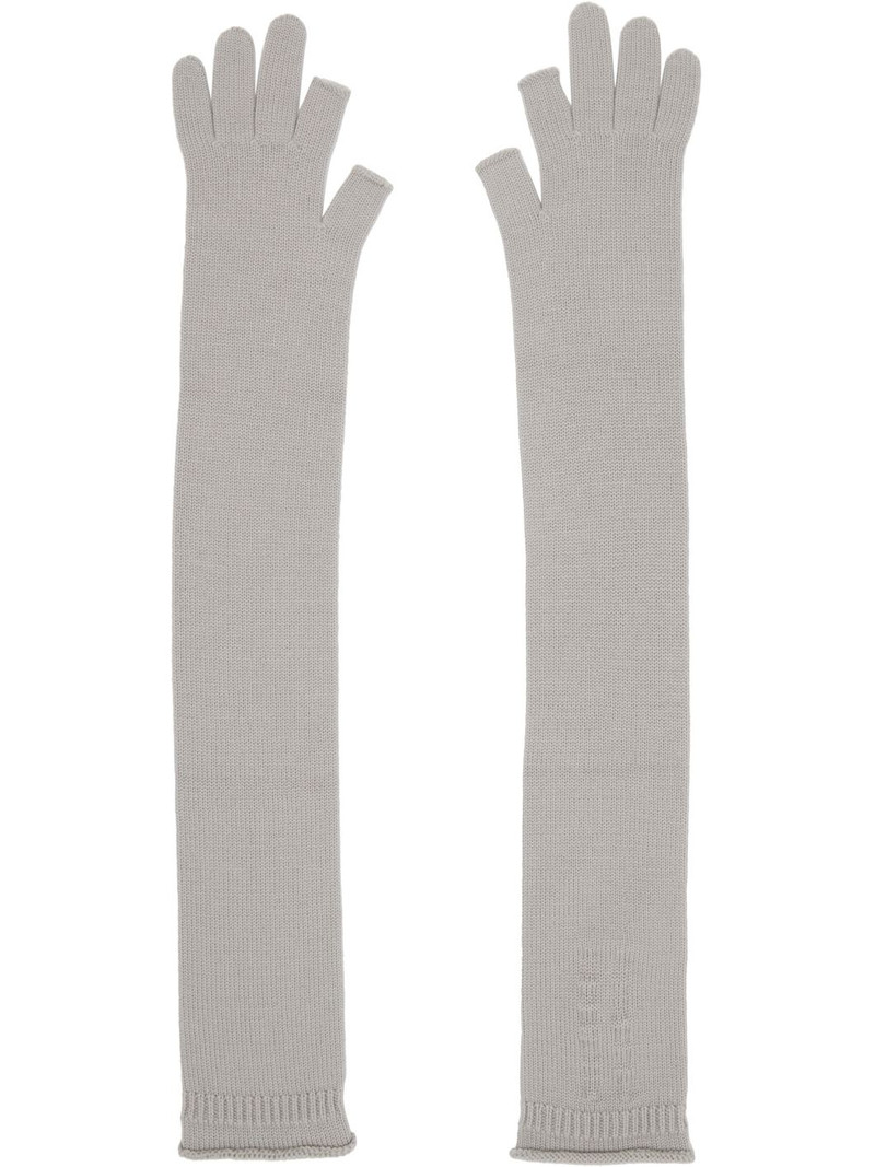 Rick Owens Gray Concordians Rasato Knit Opera Gloves outlook