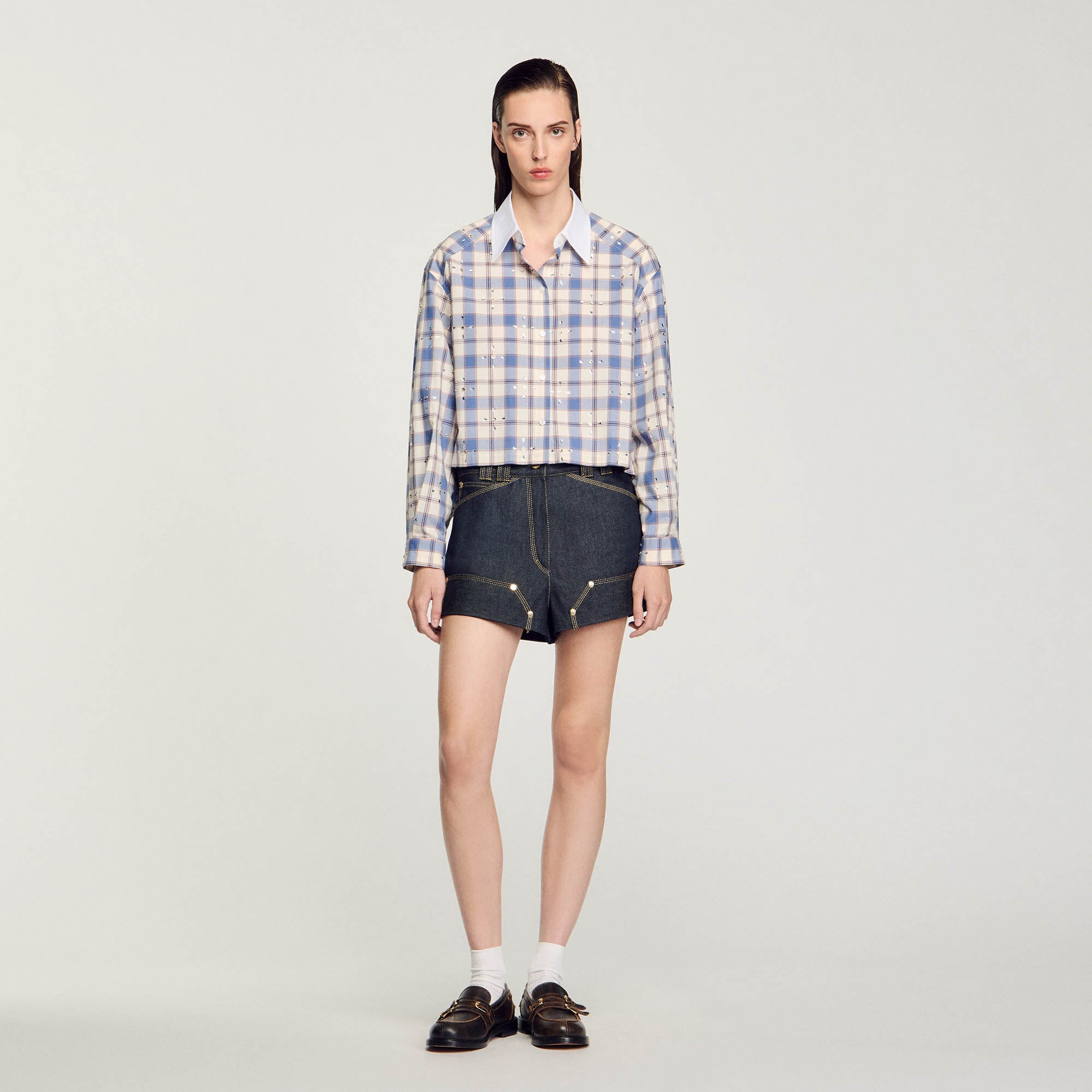 RHINESTONE CHECK SHIRT - 3