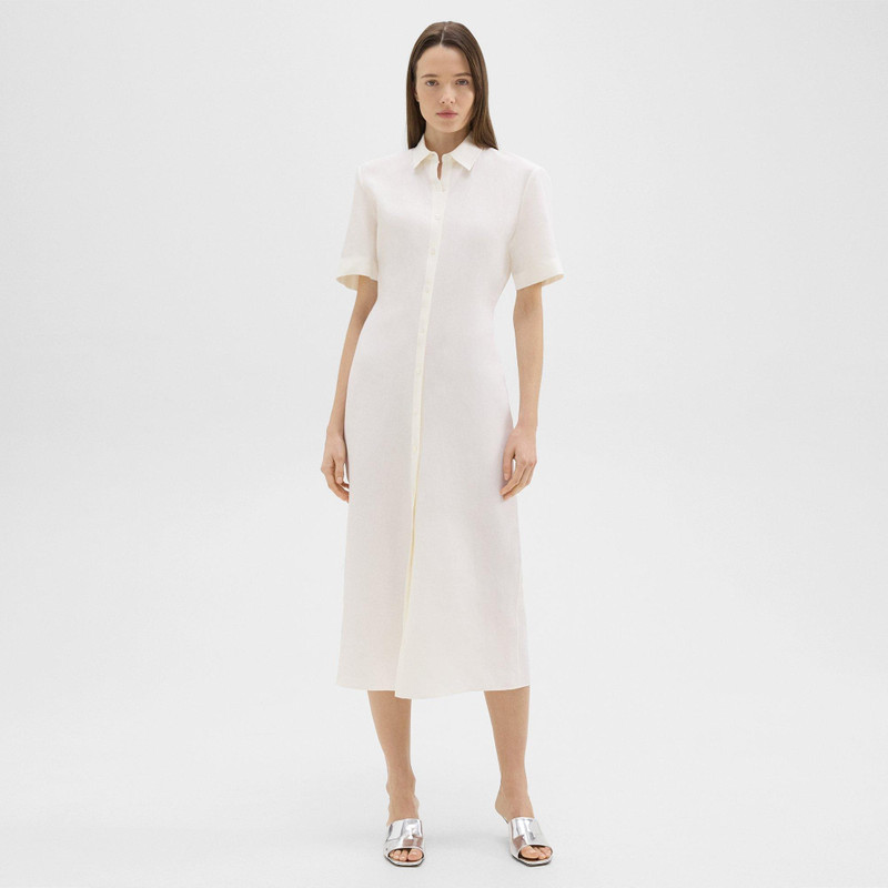 Short-Sleeve Shirt Dress in Galena Linen 2