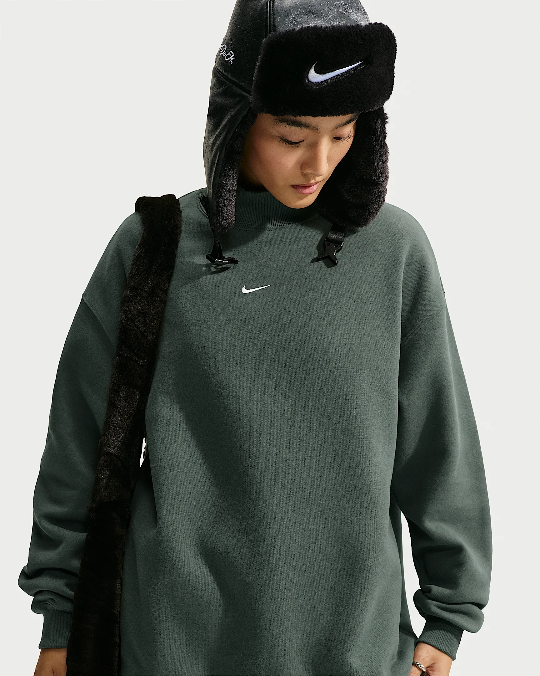 Nike Studio Fleece Medium Weight Women's Oversized Mock-Neck Sweatshirt - 1