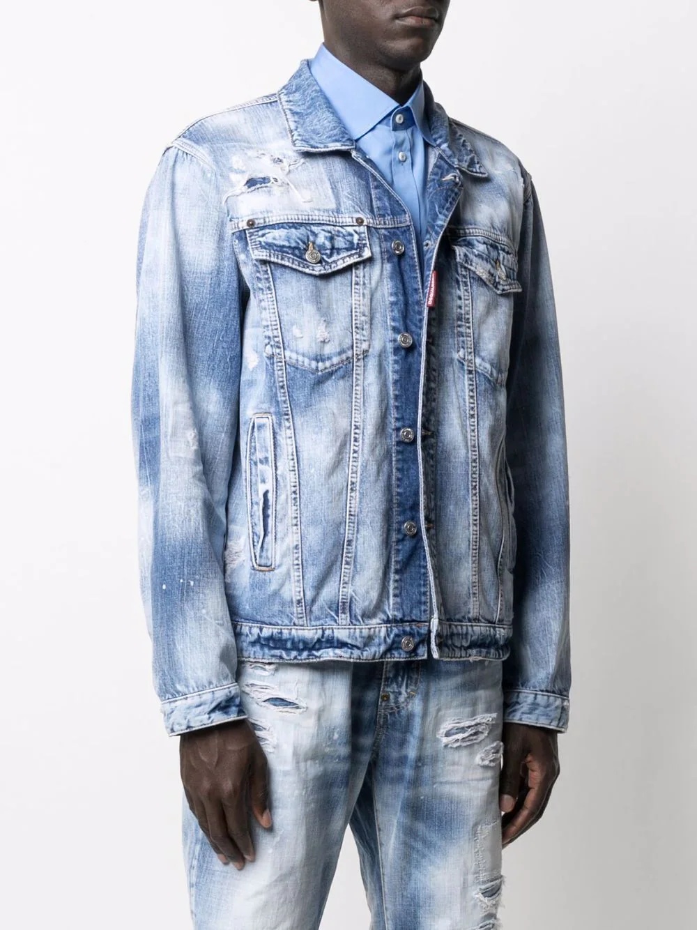 distressed denim jacket - 3