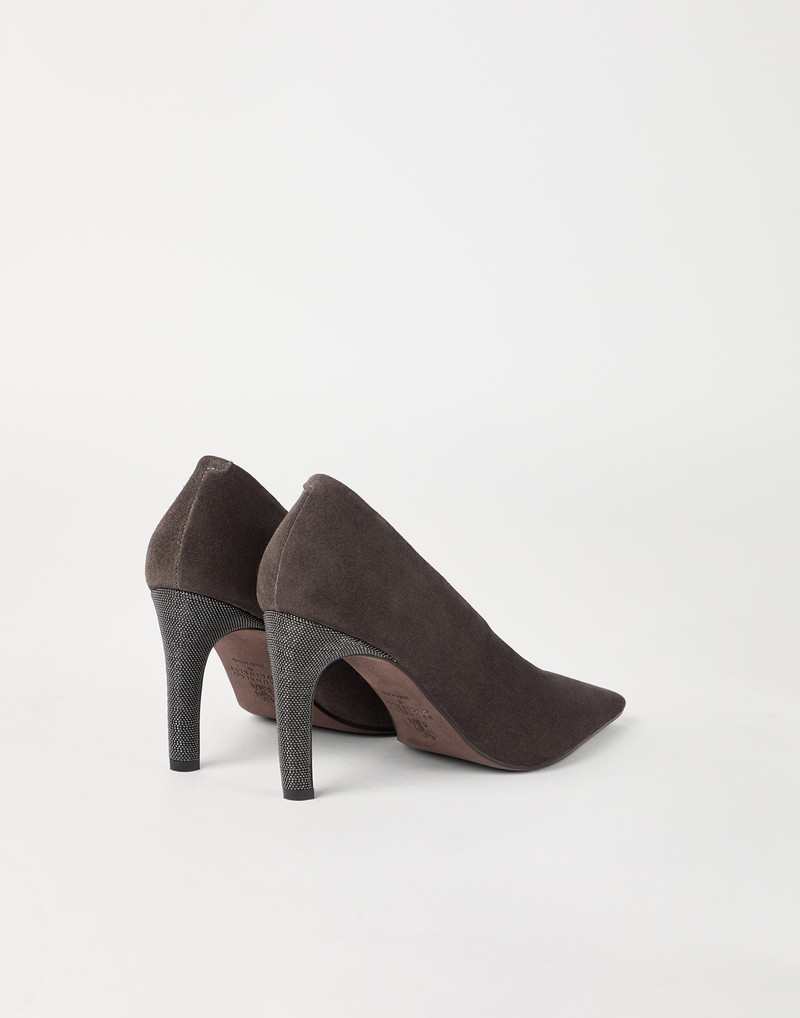 Brunello Cucinelli Suede heels with precious details outlook