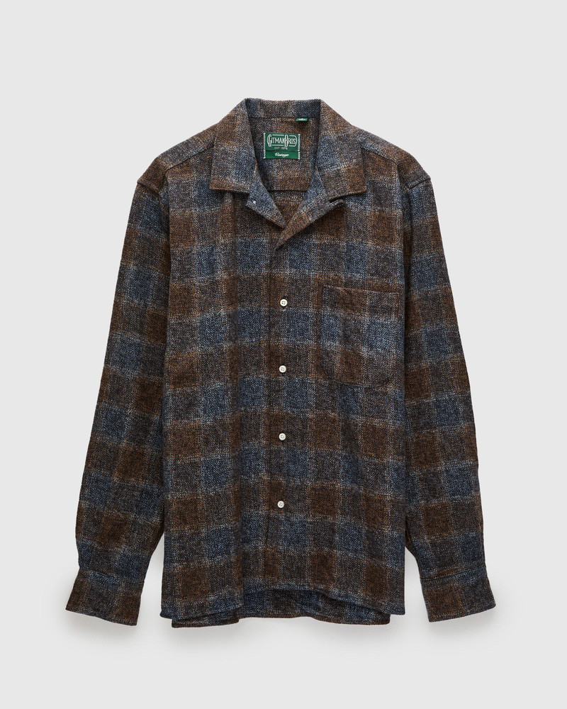 Tweed Check Camp Shirt in Brown 1