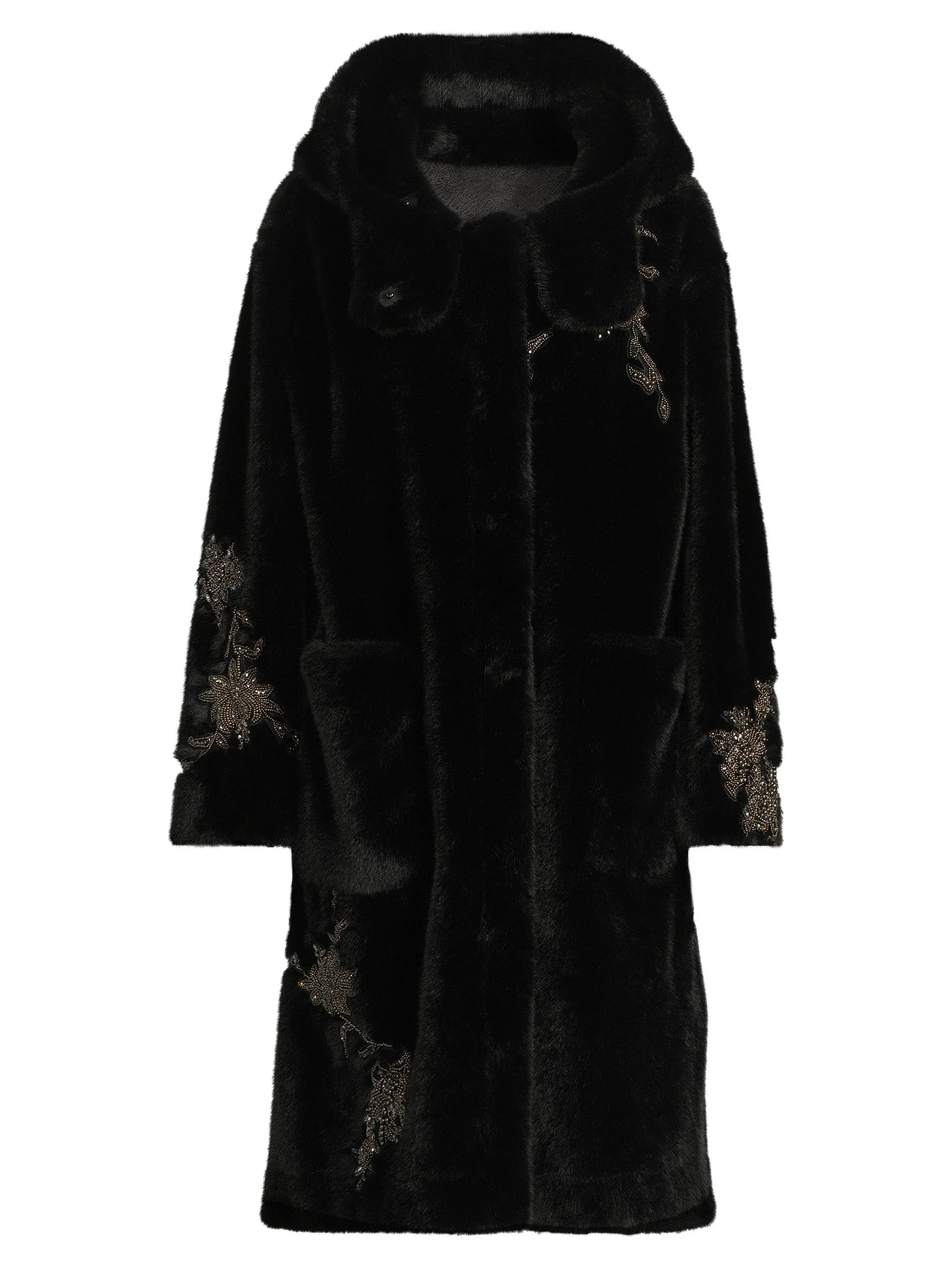 Women's Peggy Faux-Fur Hooded Coat - Black - 1
