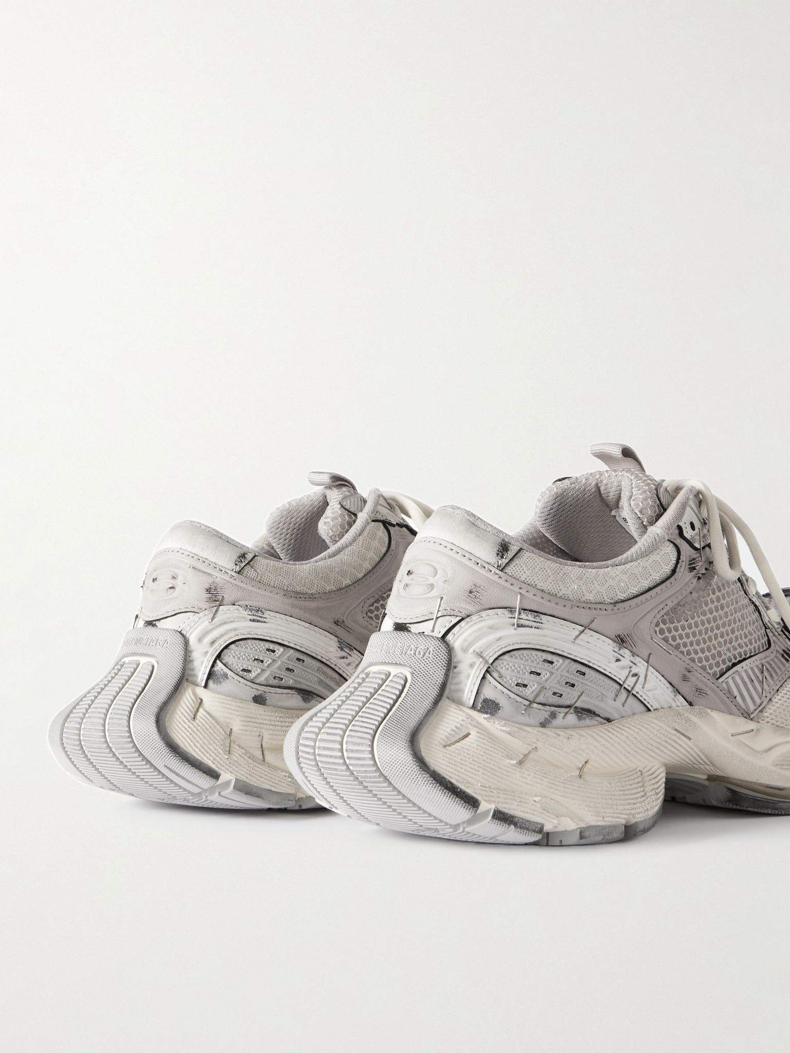 Stapler Distressed Mesh and Rubber Sneakers Gray - 5