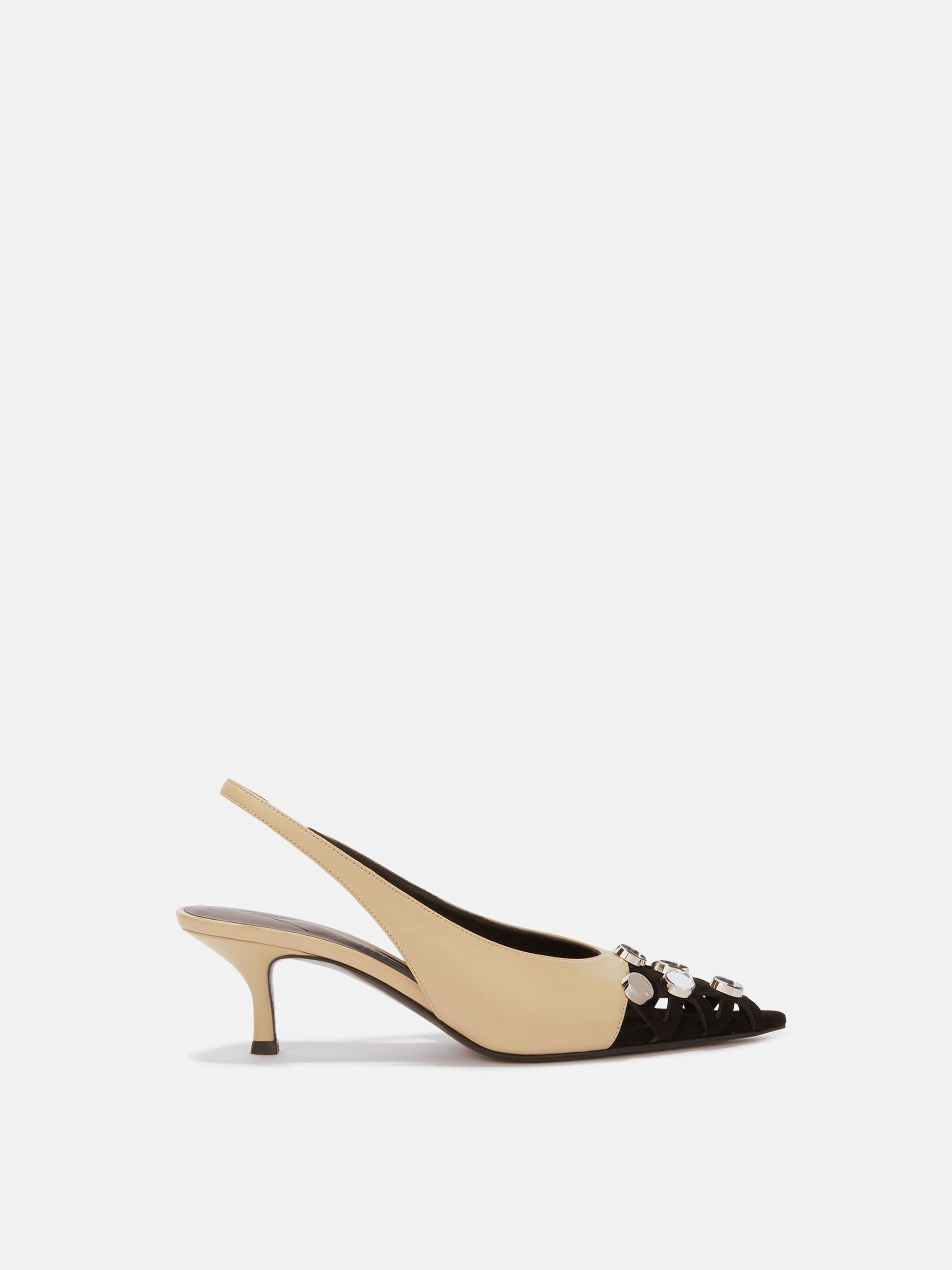 ''FIONA'' BEIGE AND BLACK SLINGBACK - 1