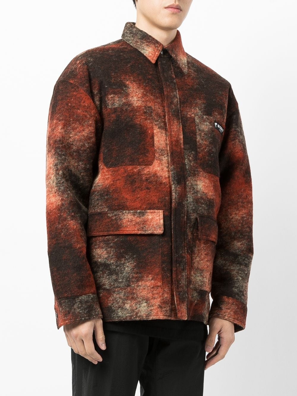 patterned logo-patch shirt - 3