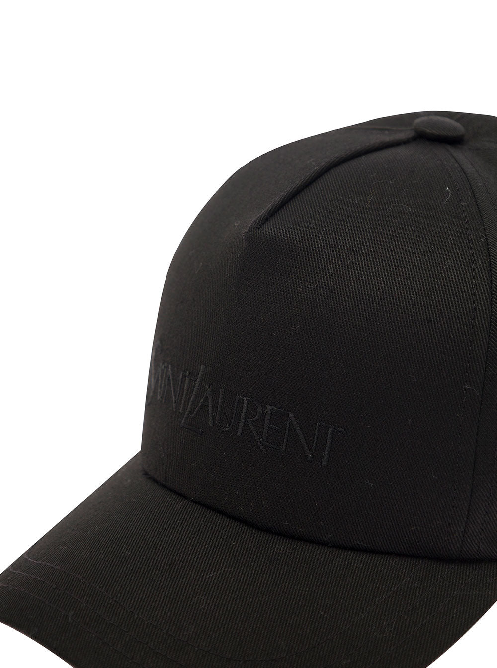 Saint Laurent Women Black Baseball Cap With Tonal Embroidery In Cotton And Linen Woman - 3