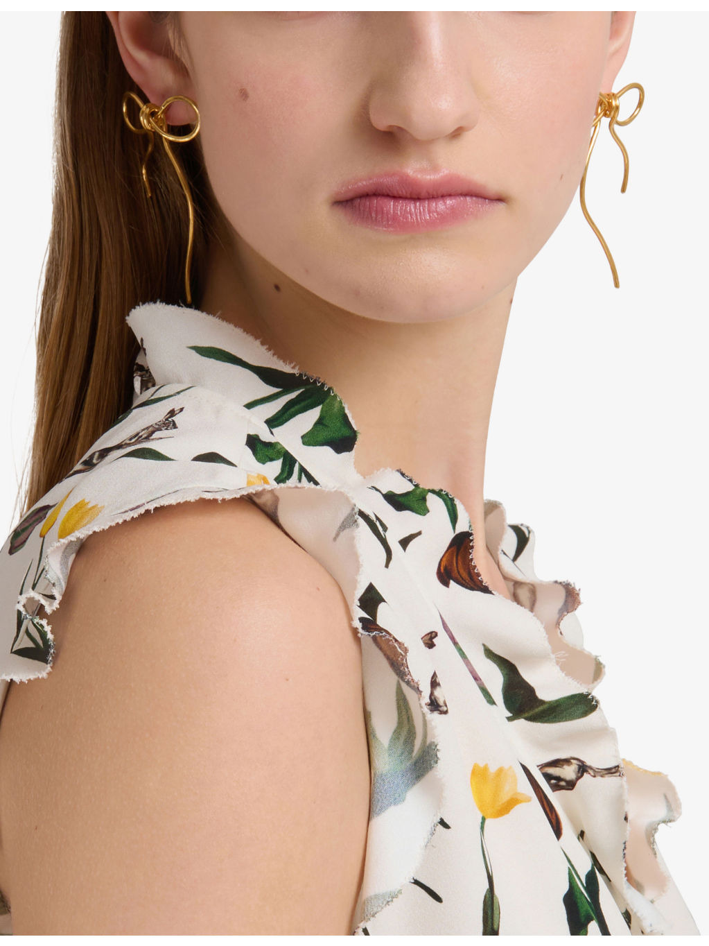 Bow Brass and Pearl Stud Earrings - 2