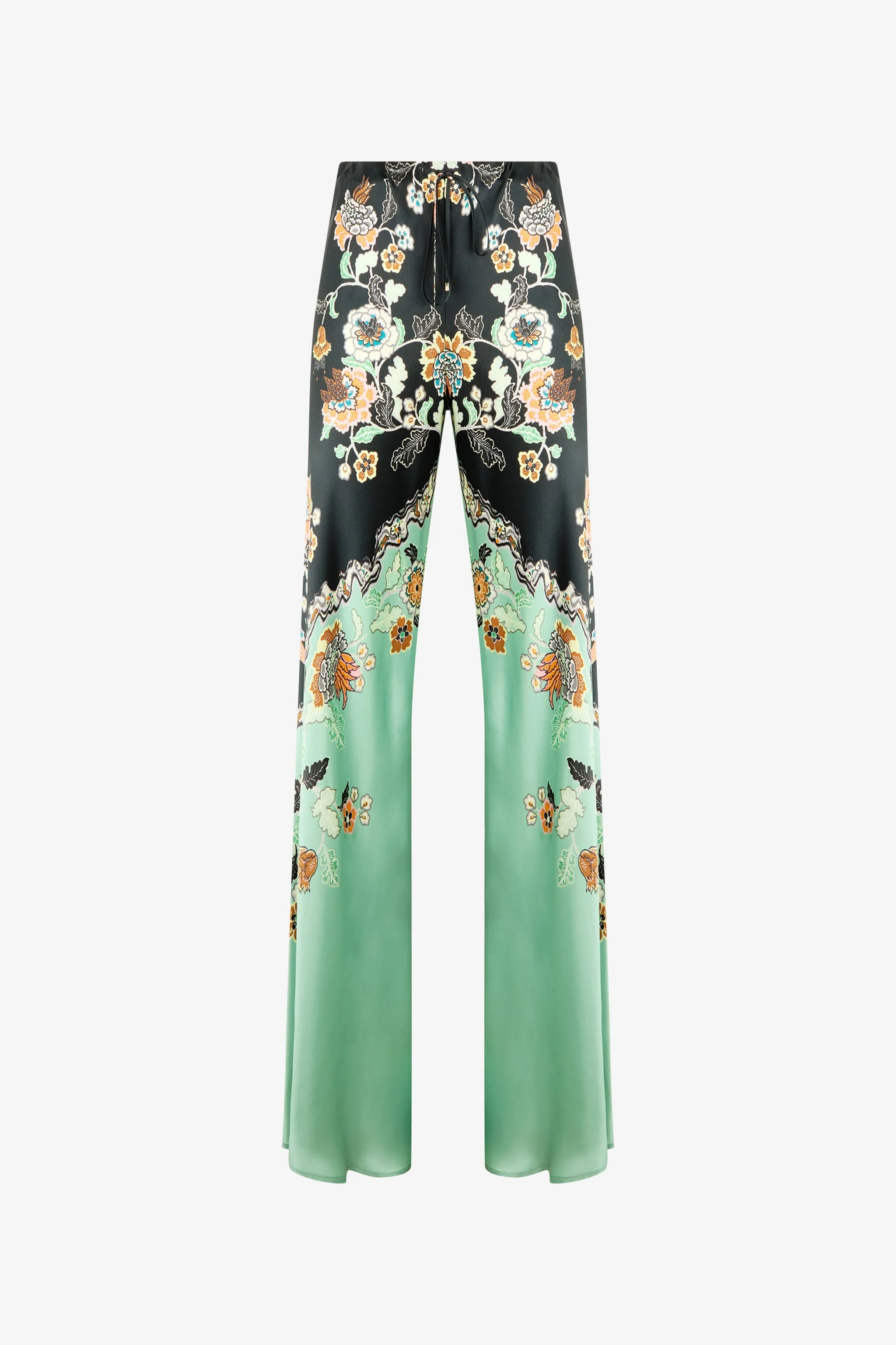 Silk Pants With Kimono Print - 1
