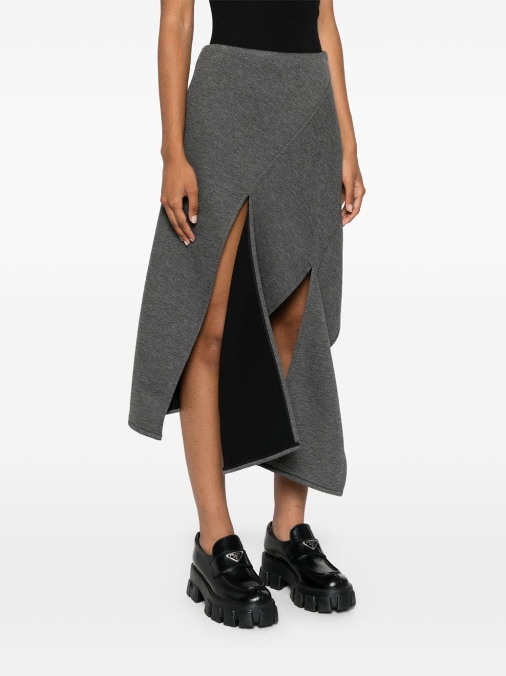 scuba-jersey midi skirt - 3