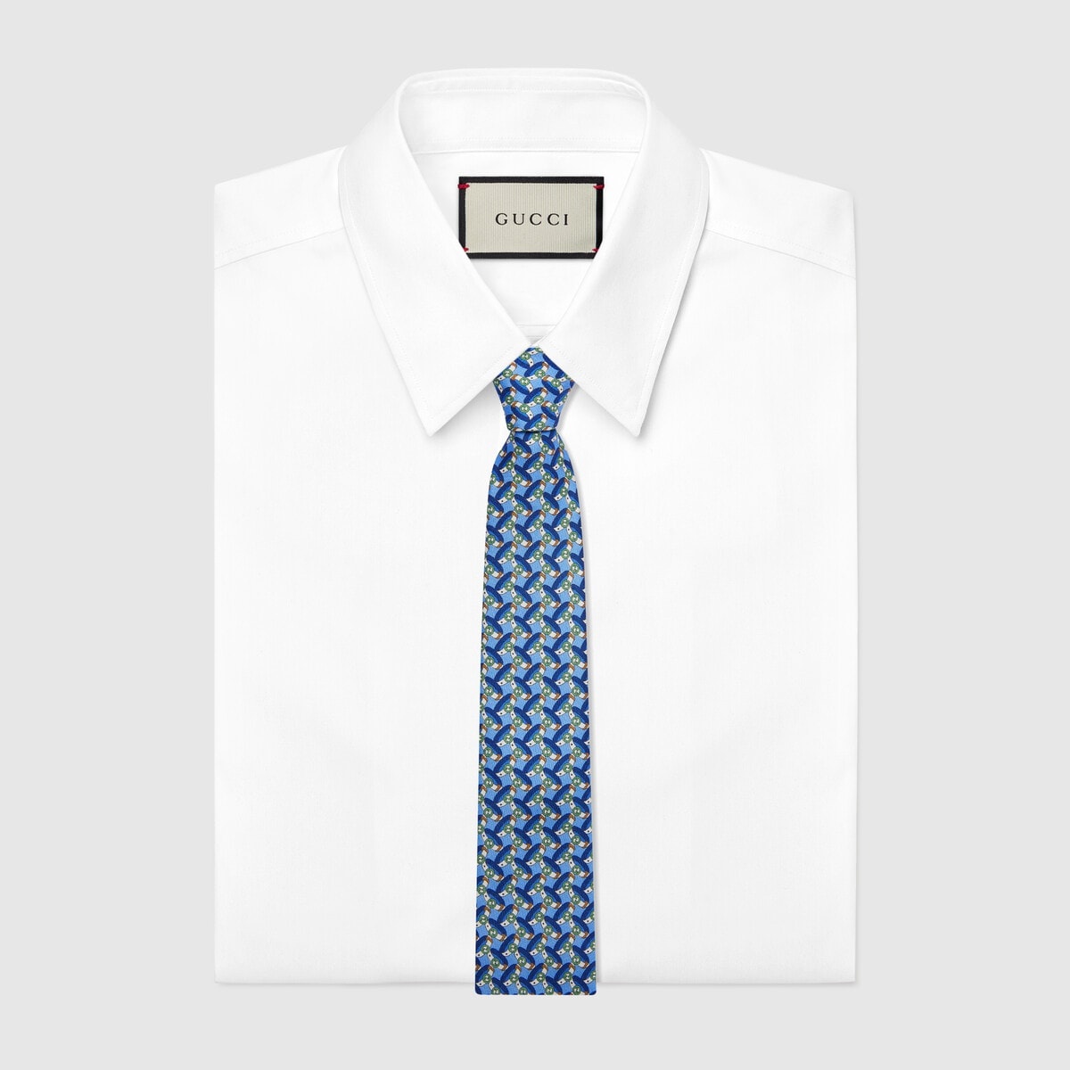 Round Interlocking G belts print silk tie - 2